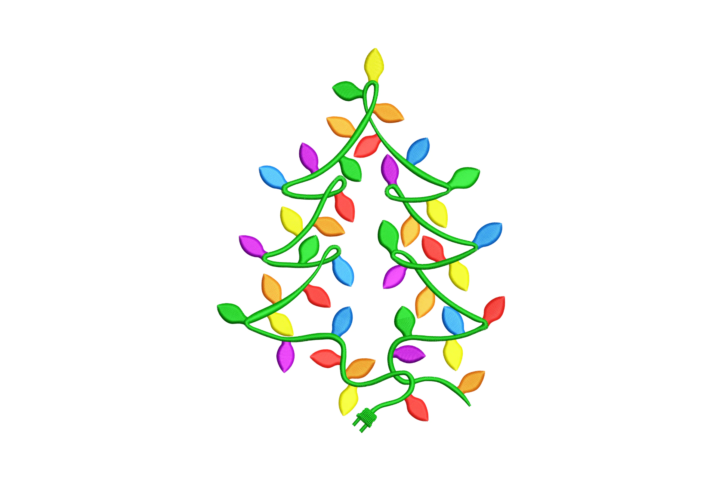 Christmas Tree with Bright Lights Embroidery Design