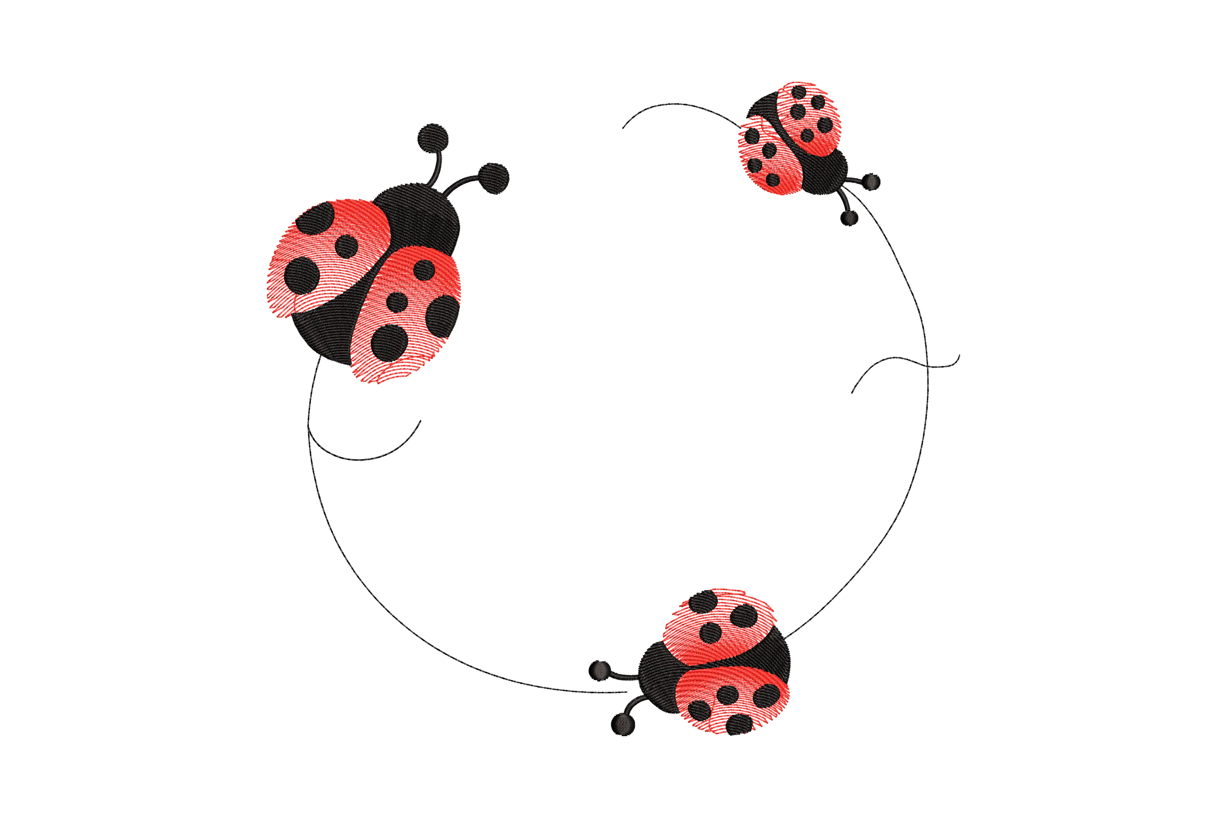 Cute And Playful Ladybug Embroidery Design