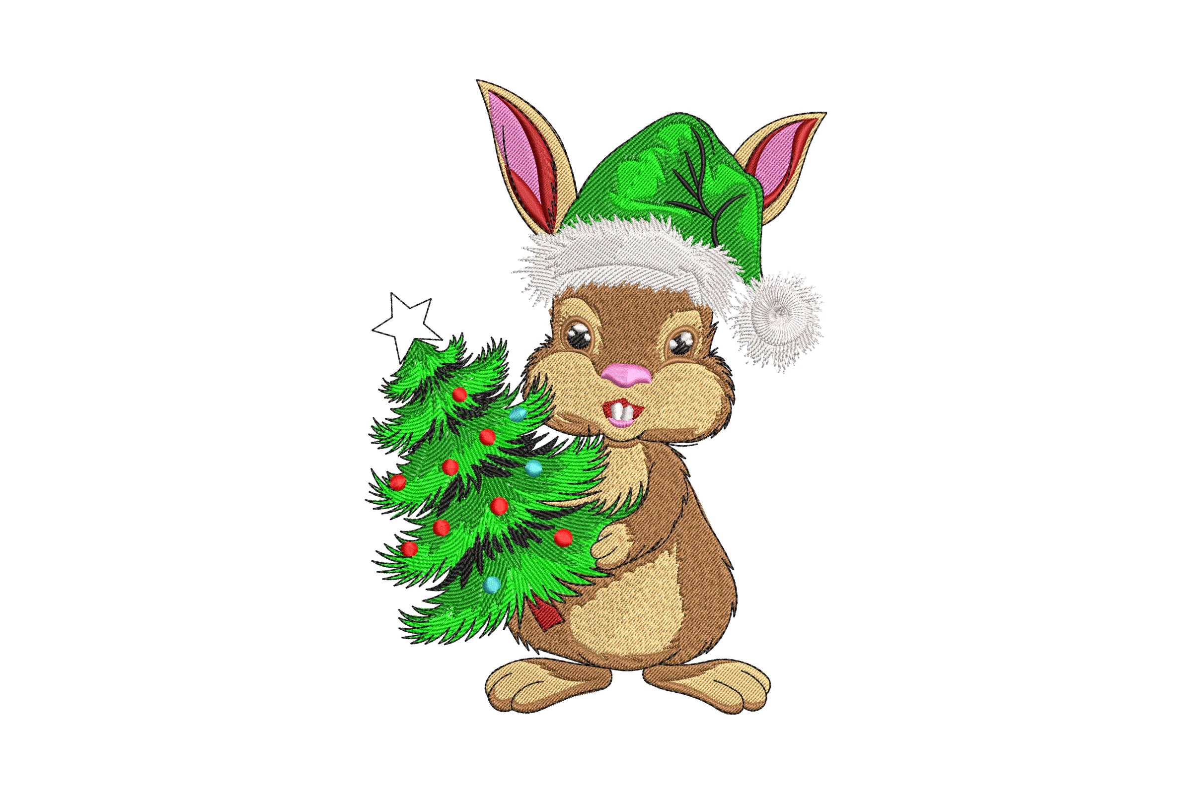 Christmas cabbit Embroidery Design