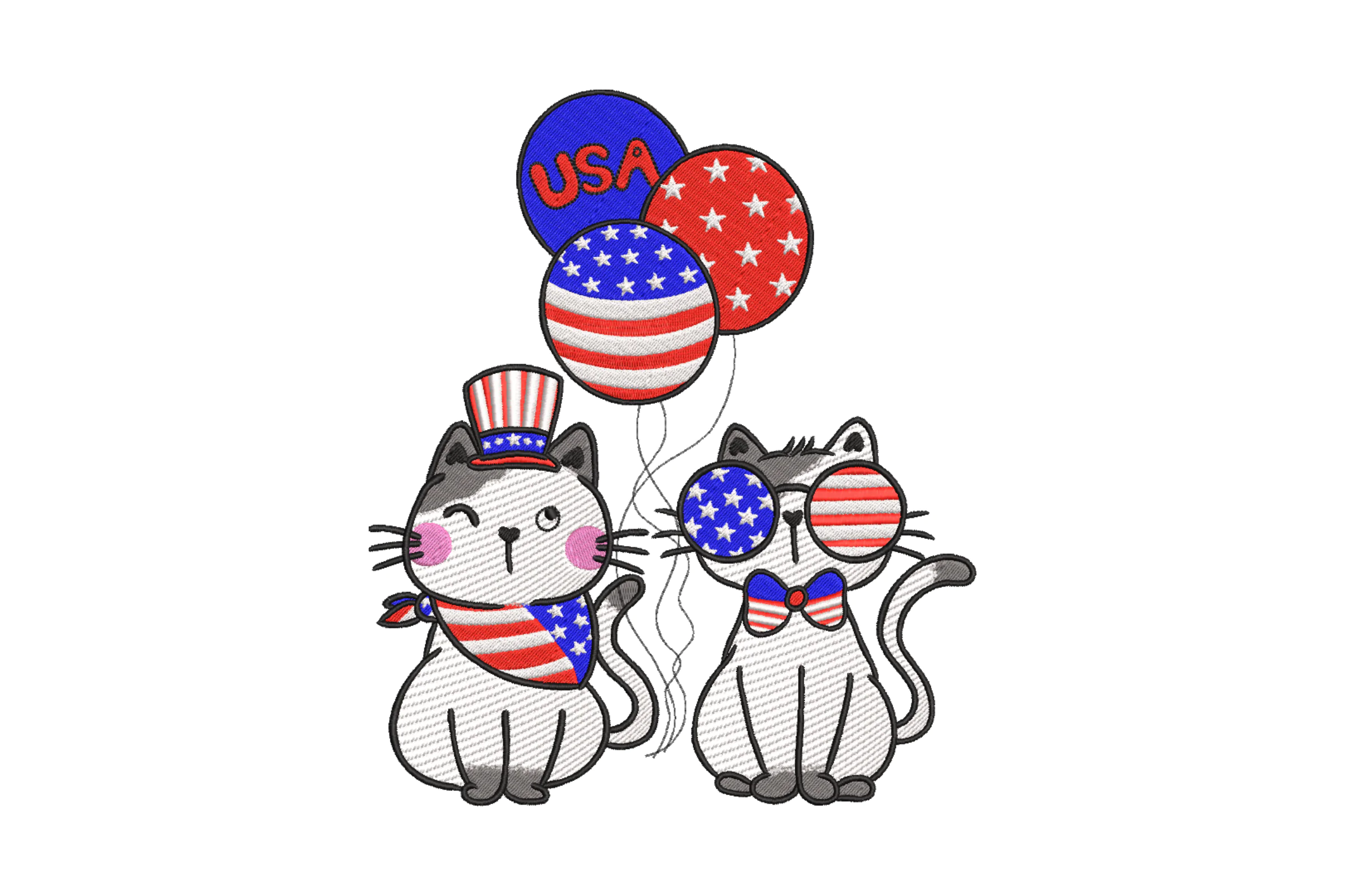 American Cat Embroidery Design
