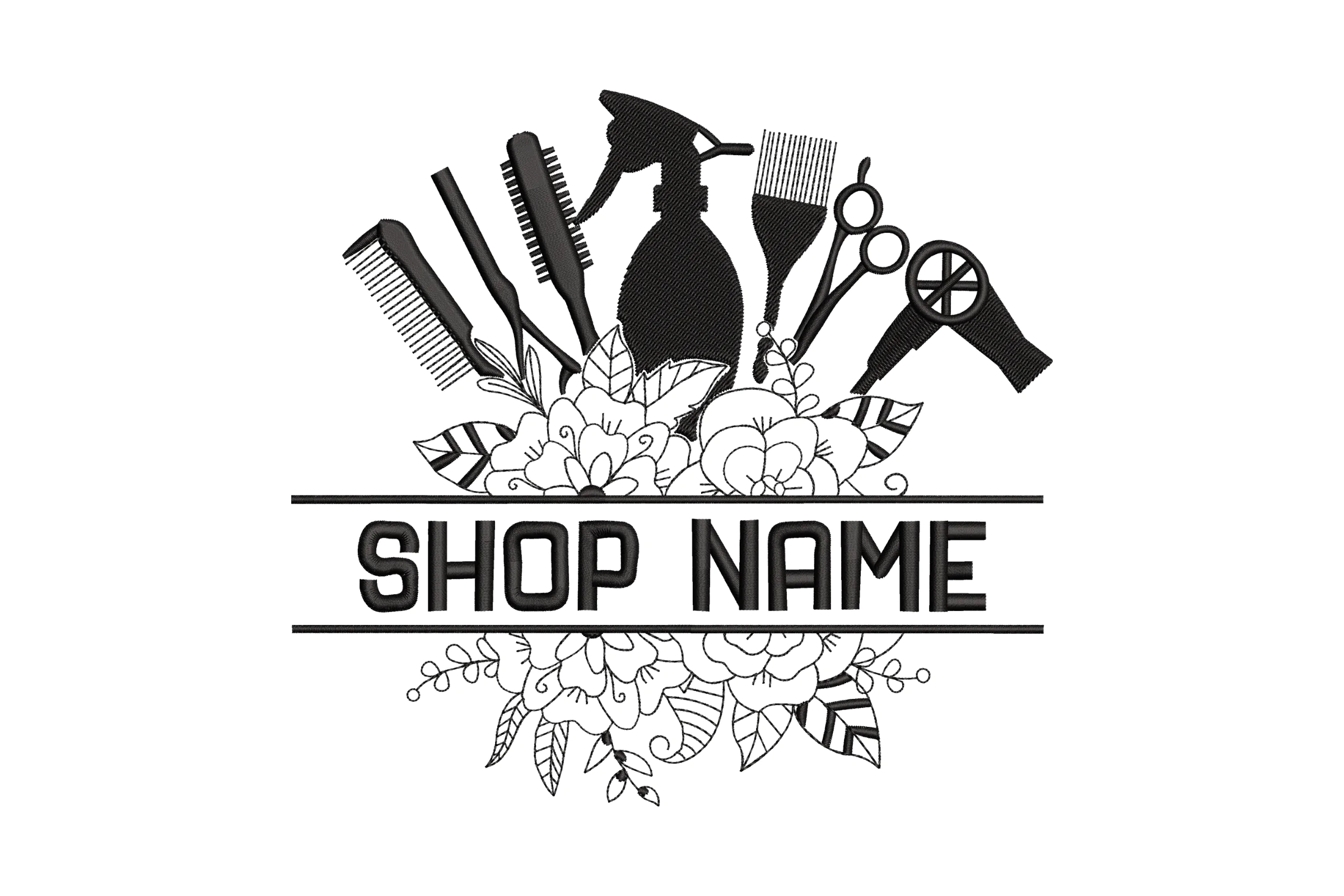 Barber Split Embroidery Design
