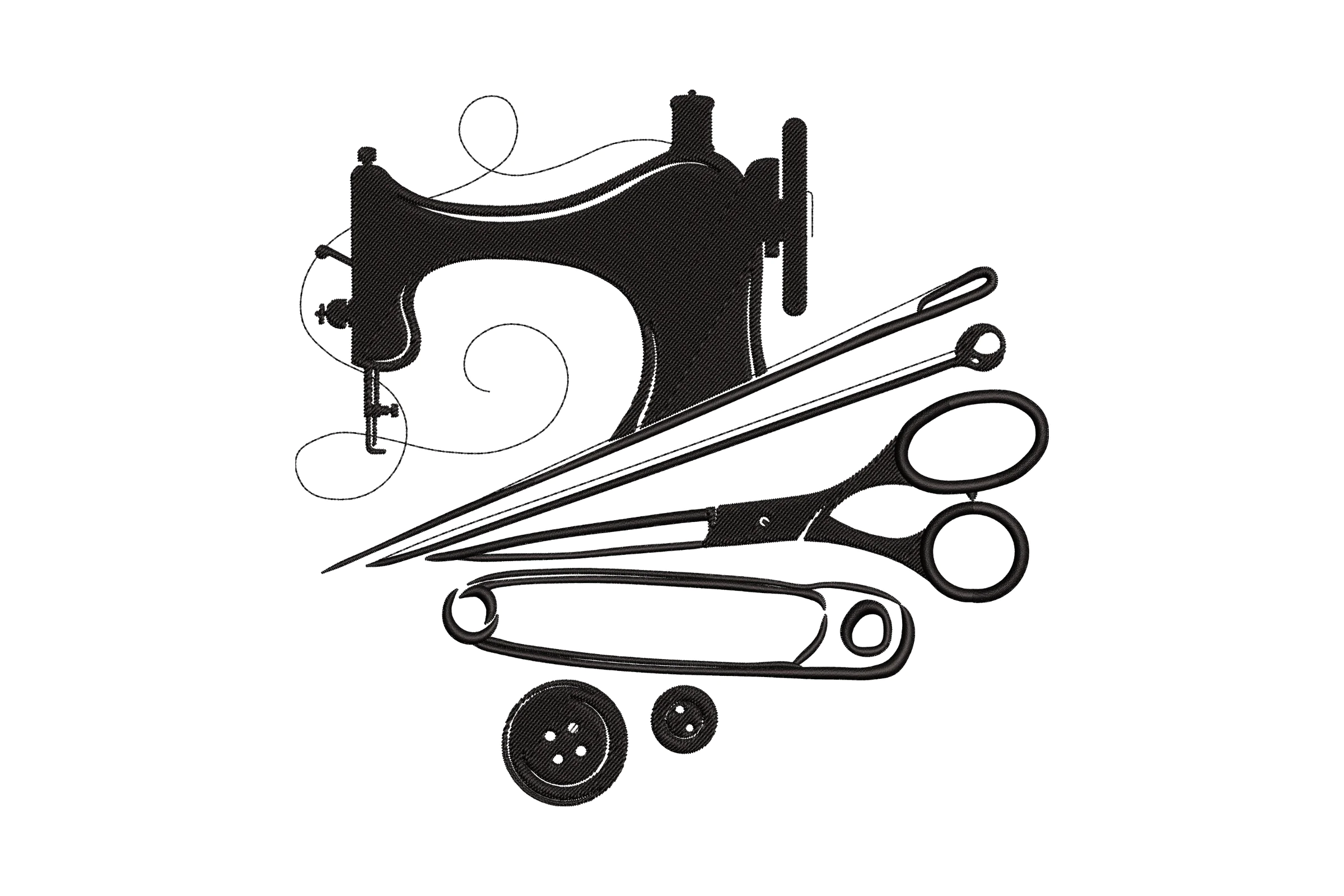 Sewing Machine and Tools Embroidery Design