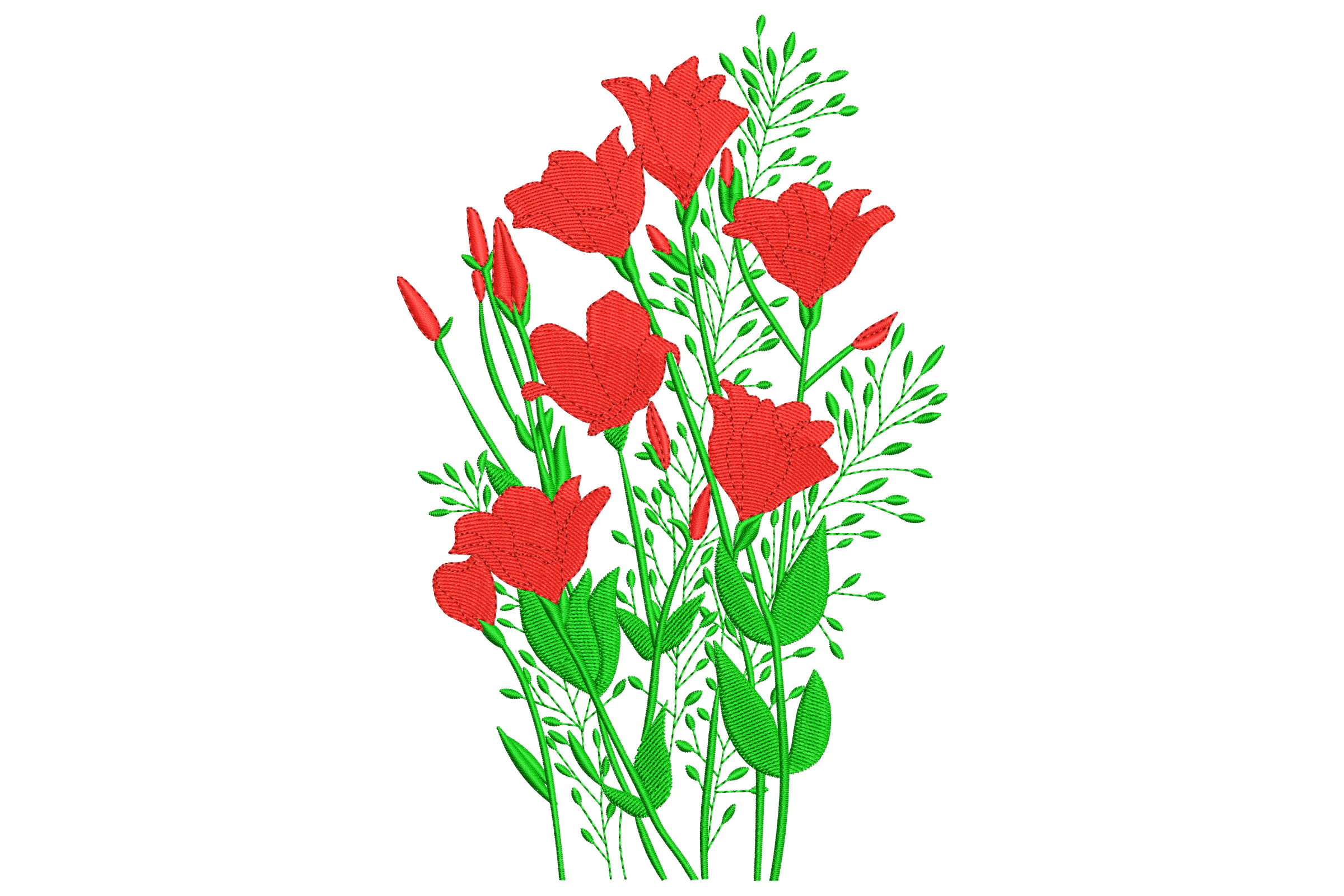 Red Flower Bouquet Embroidery Design