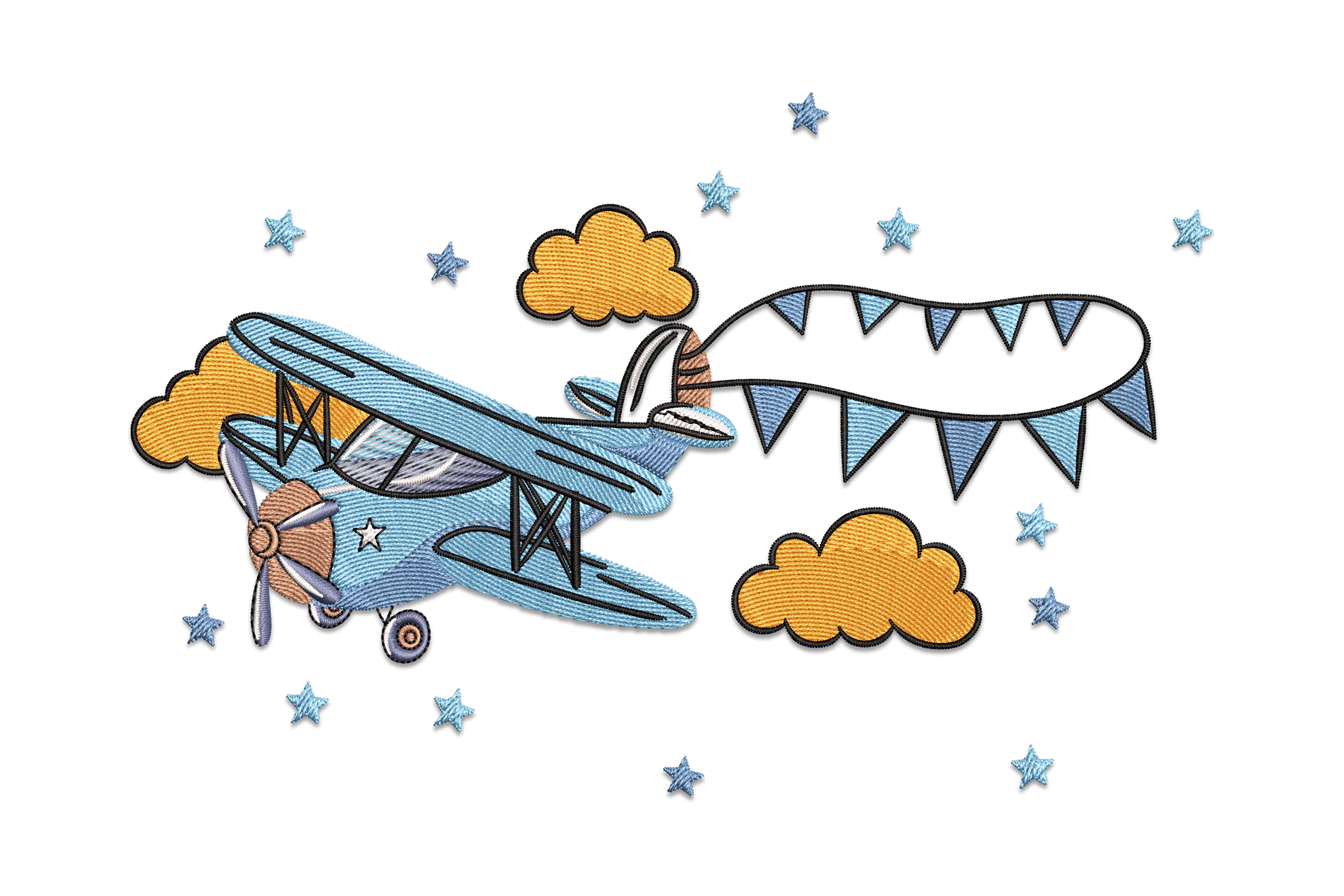 Plane embroidery design
