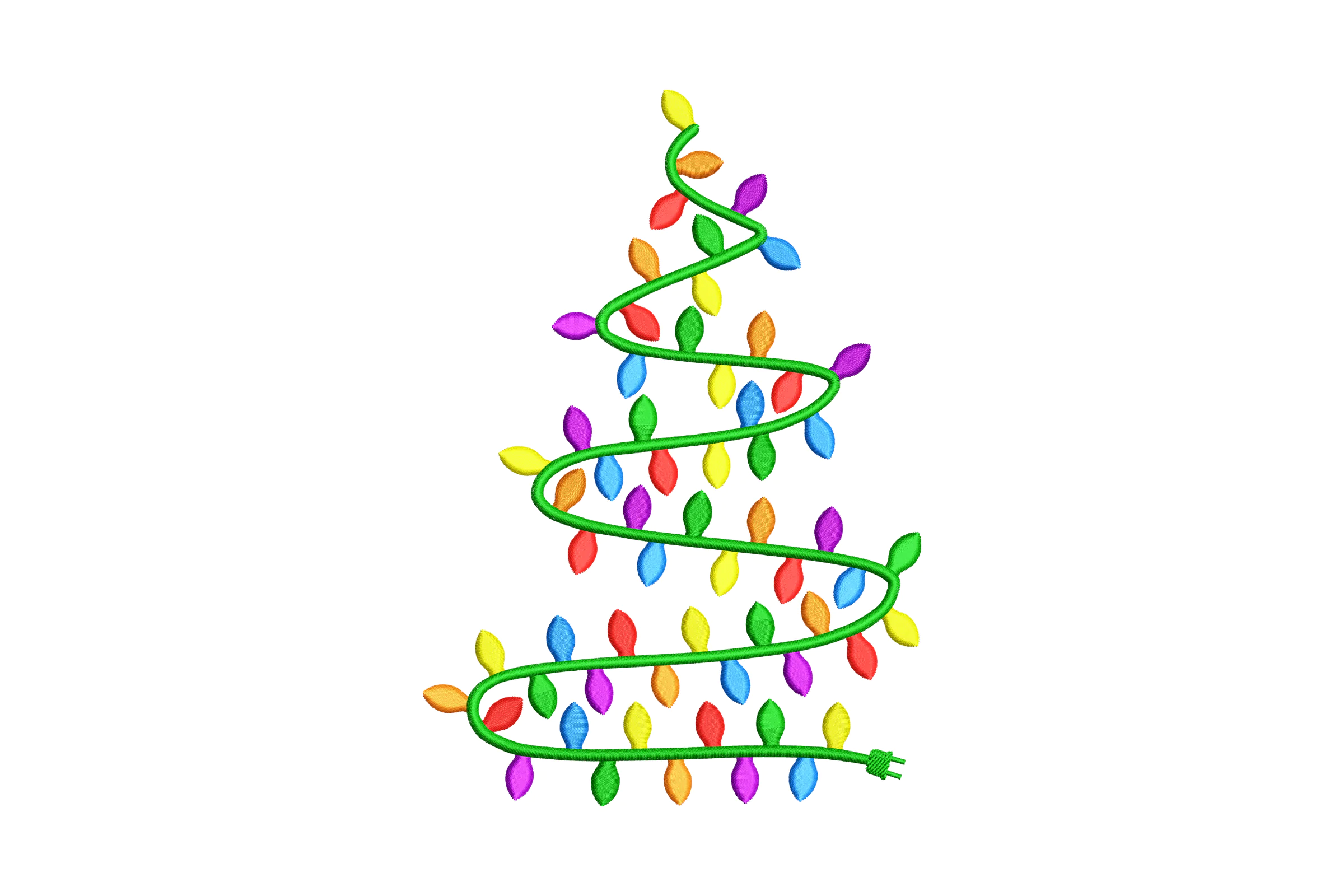 Colorful Christmas Tree Lights Embroidery Design