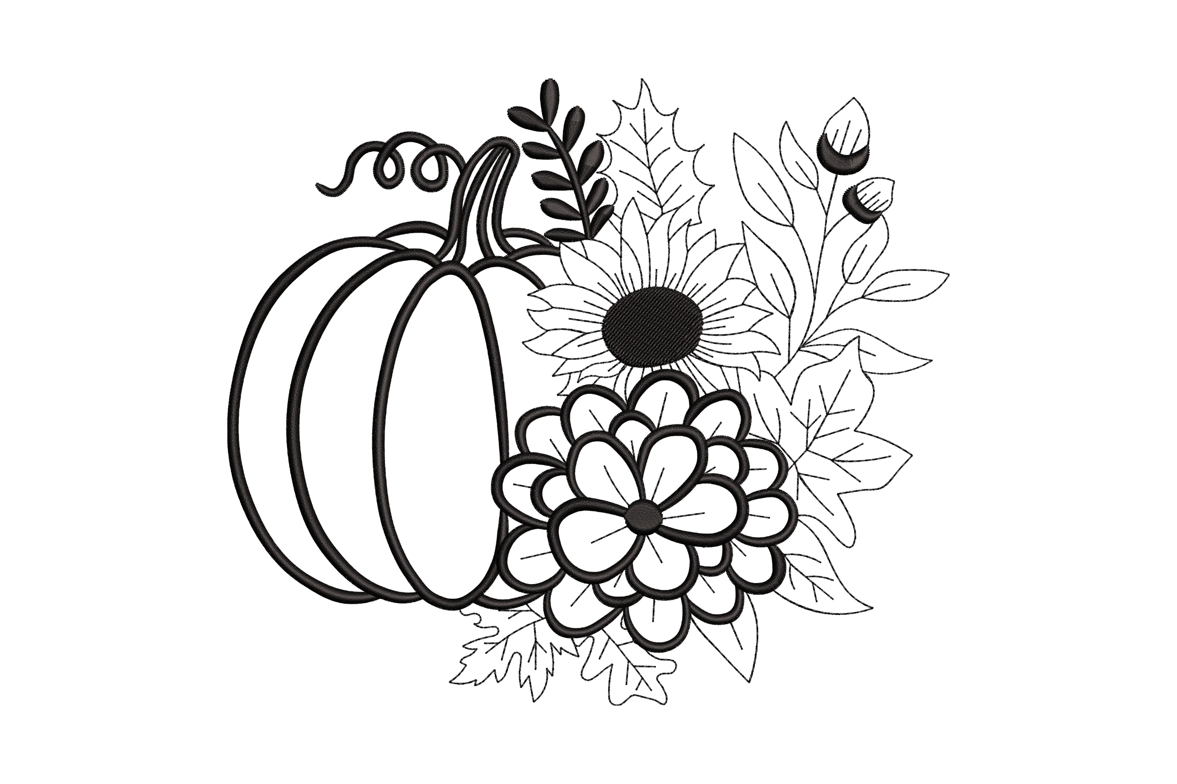 Flower Pumpkin Embroidery Design