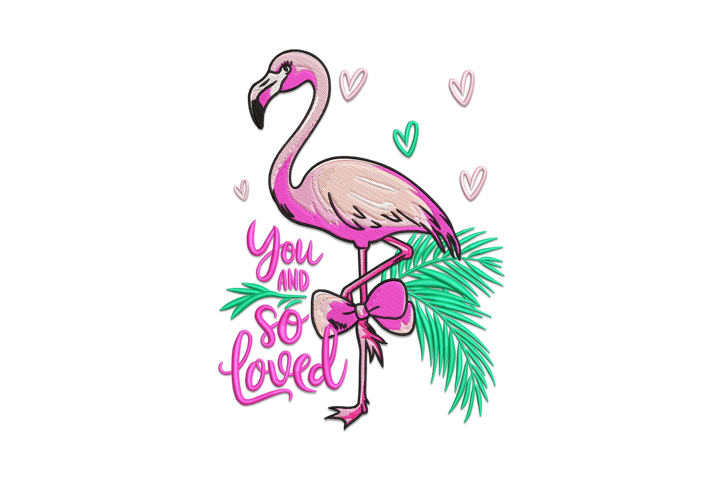 Pink Flamingo Embroidery Design