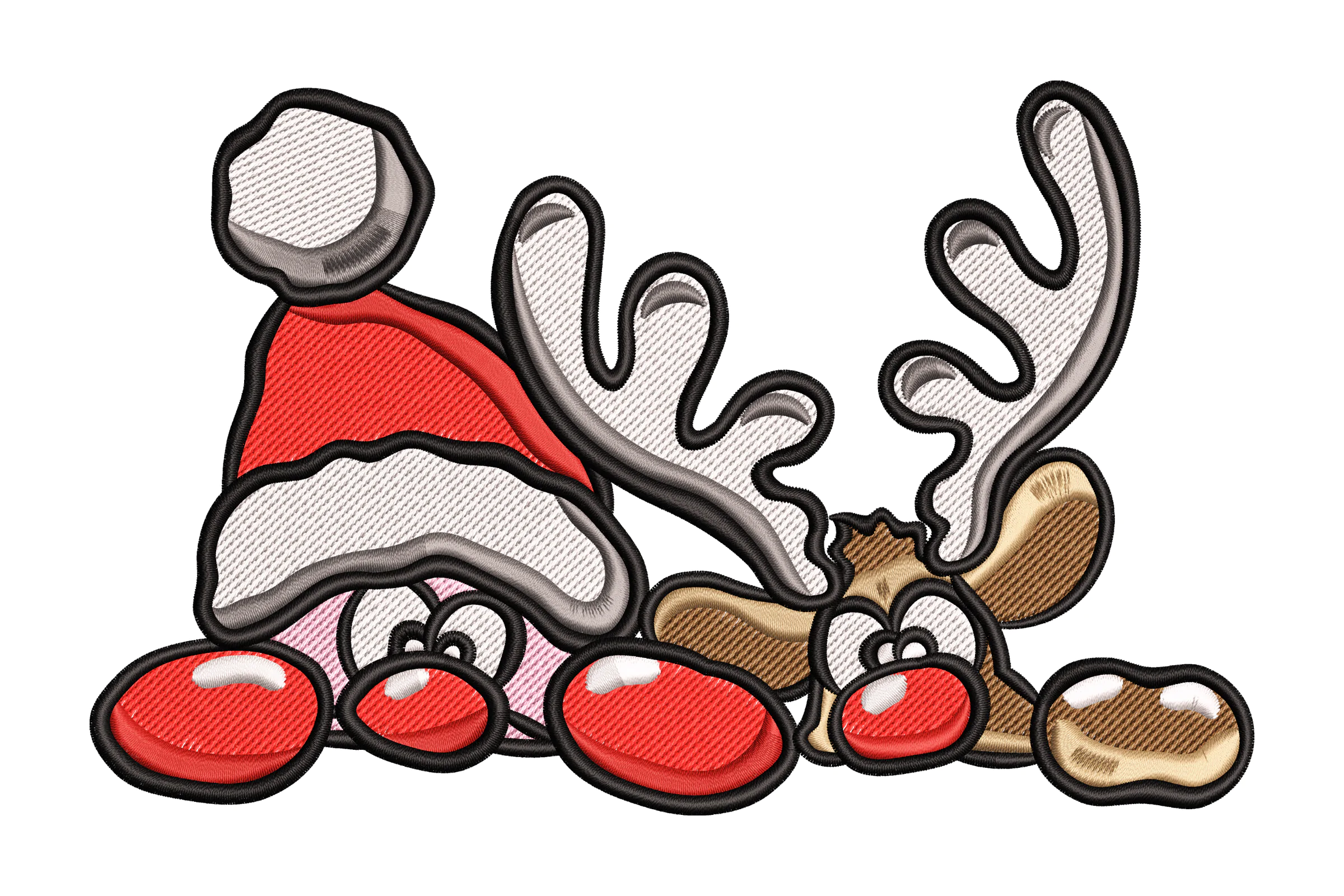 Deer and Santa Embroidery Design