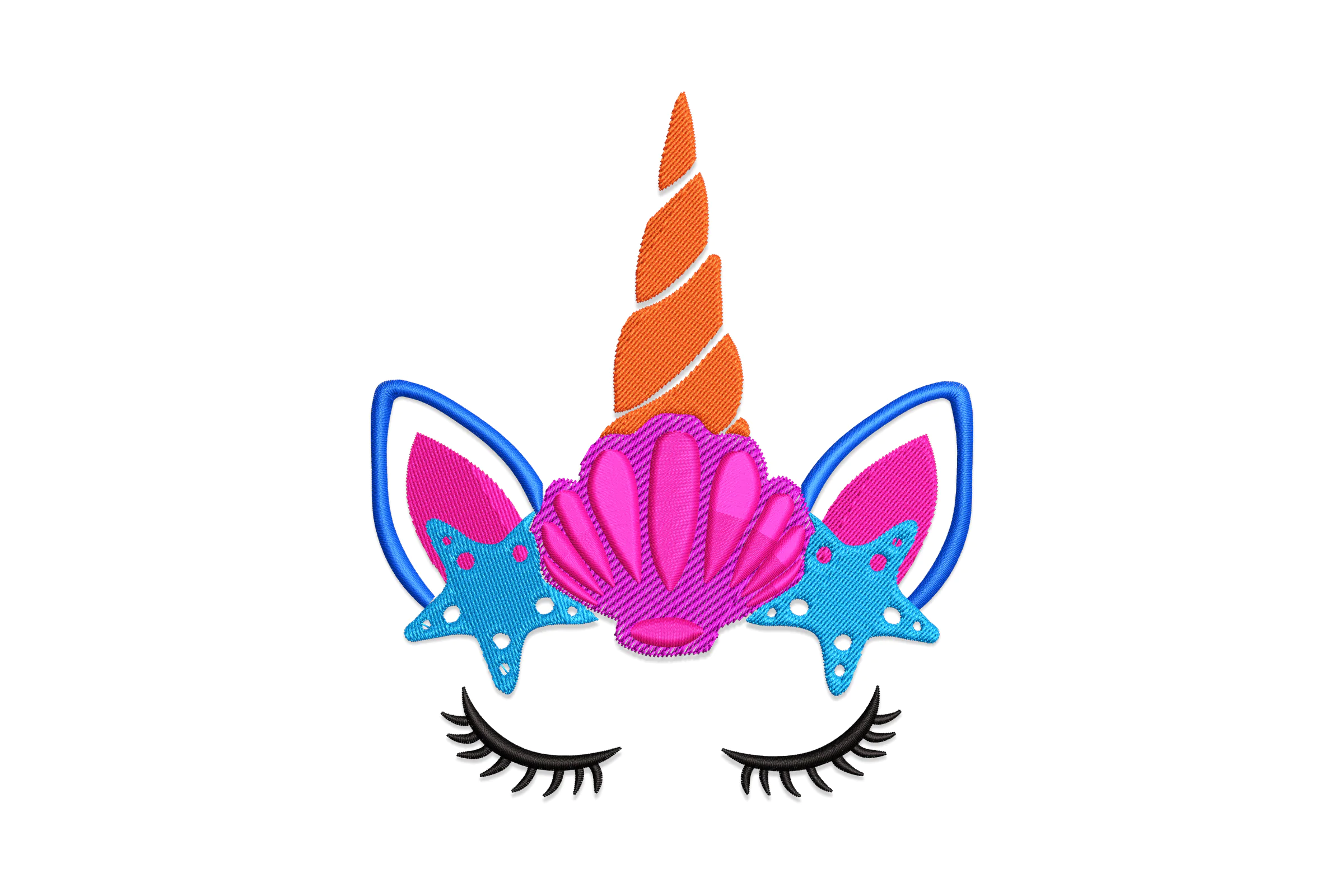 Summer Mermaid Unicorn Face Embroidery Design