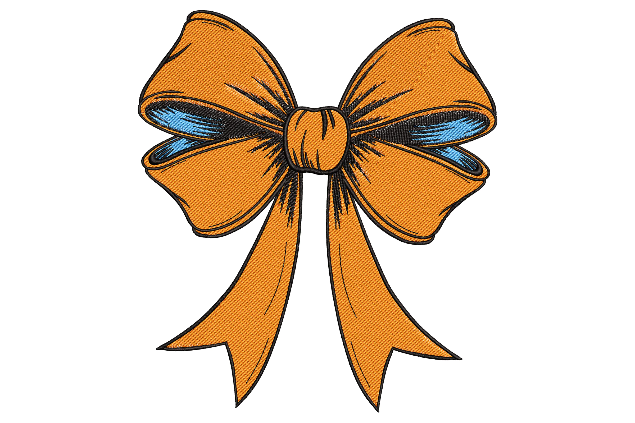 Orange and Blue Bow Embroidery Design