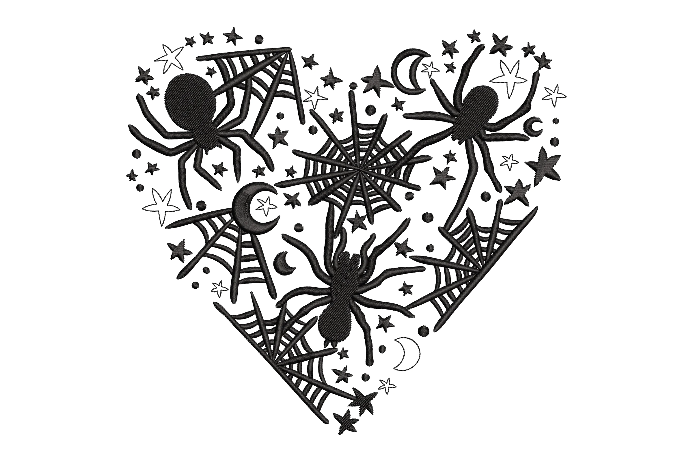 Black Spiders Heart Embroidery Design