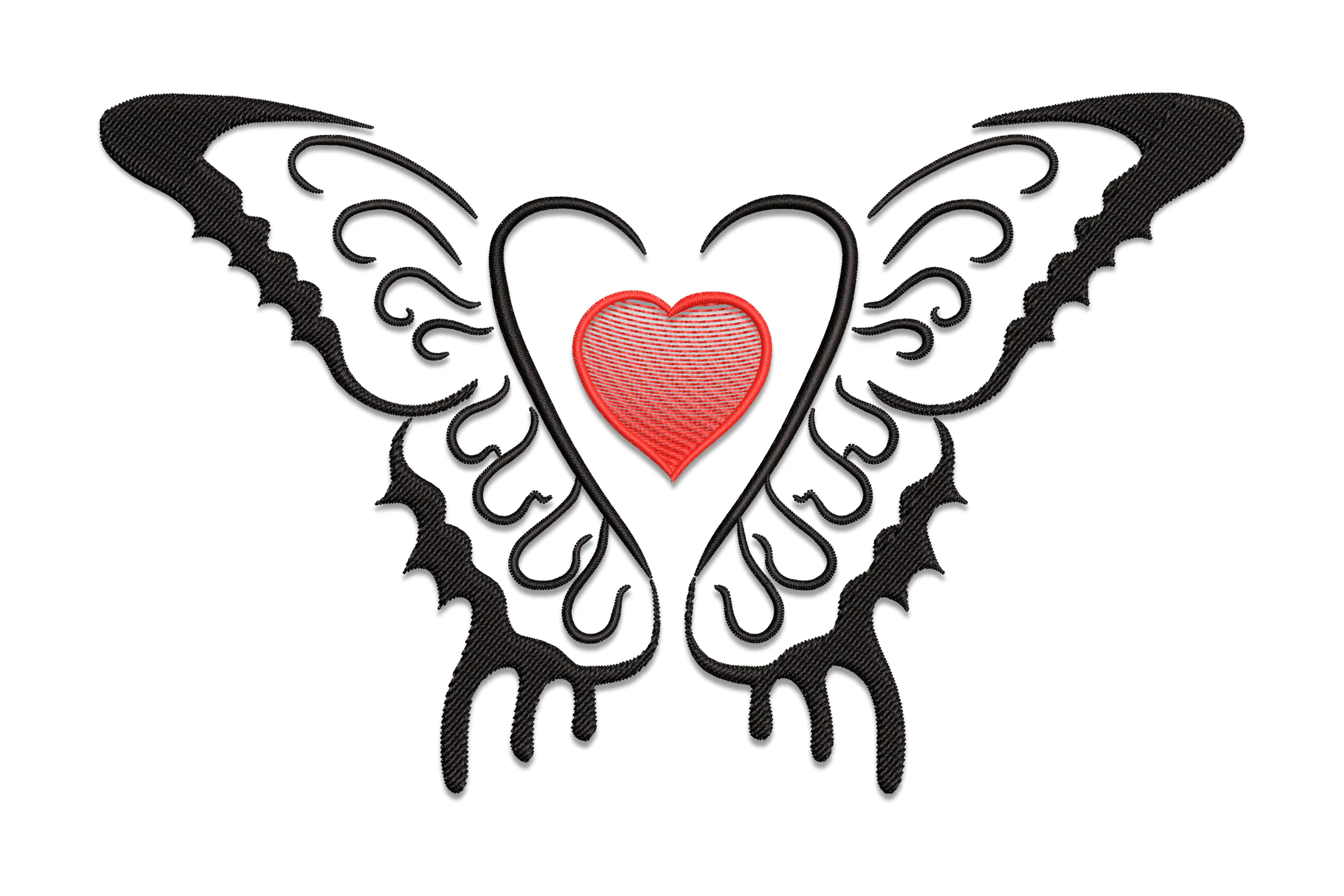 Heart Butterfly Embroidery Design