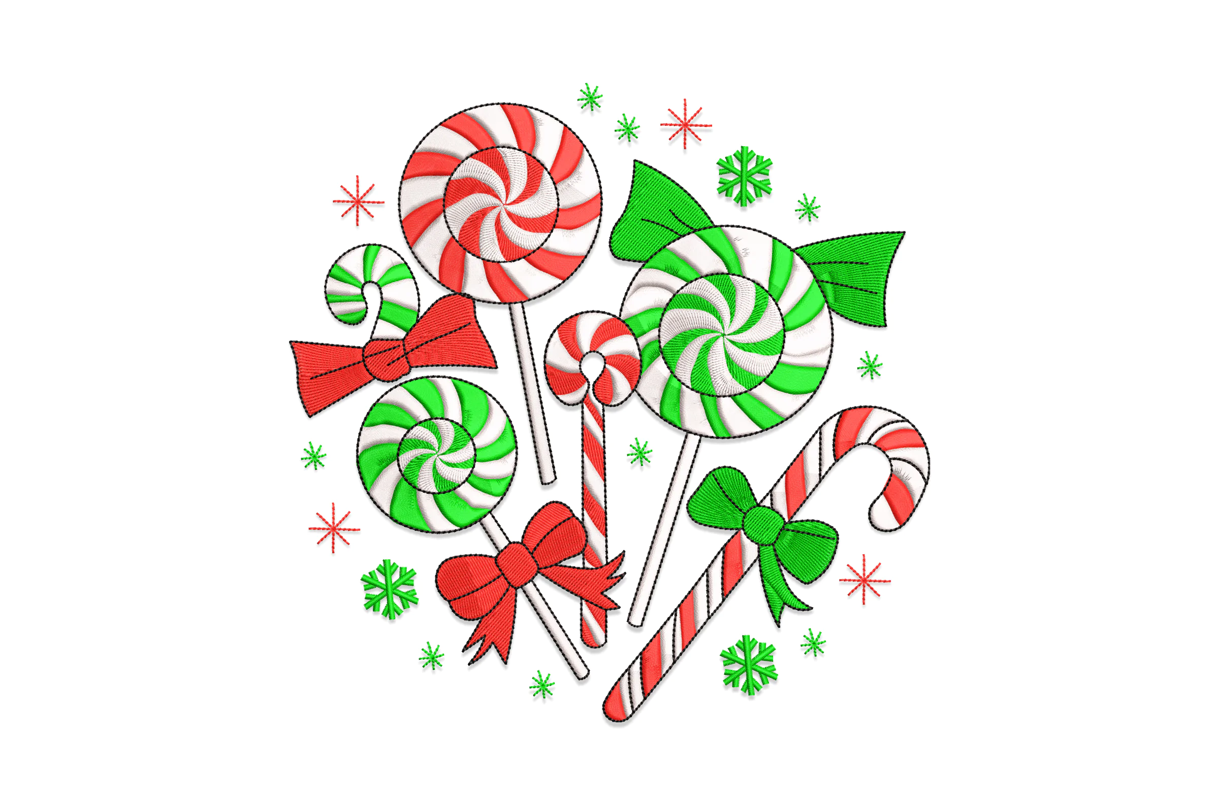 Christmas Candy Cane Embroidery Design