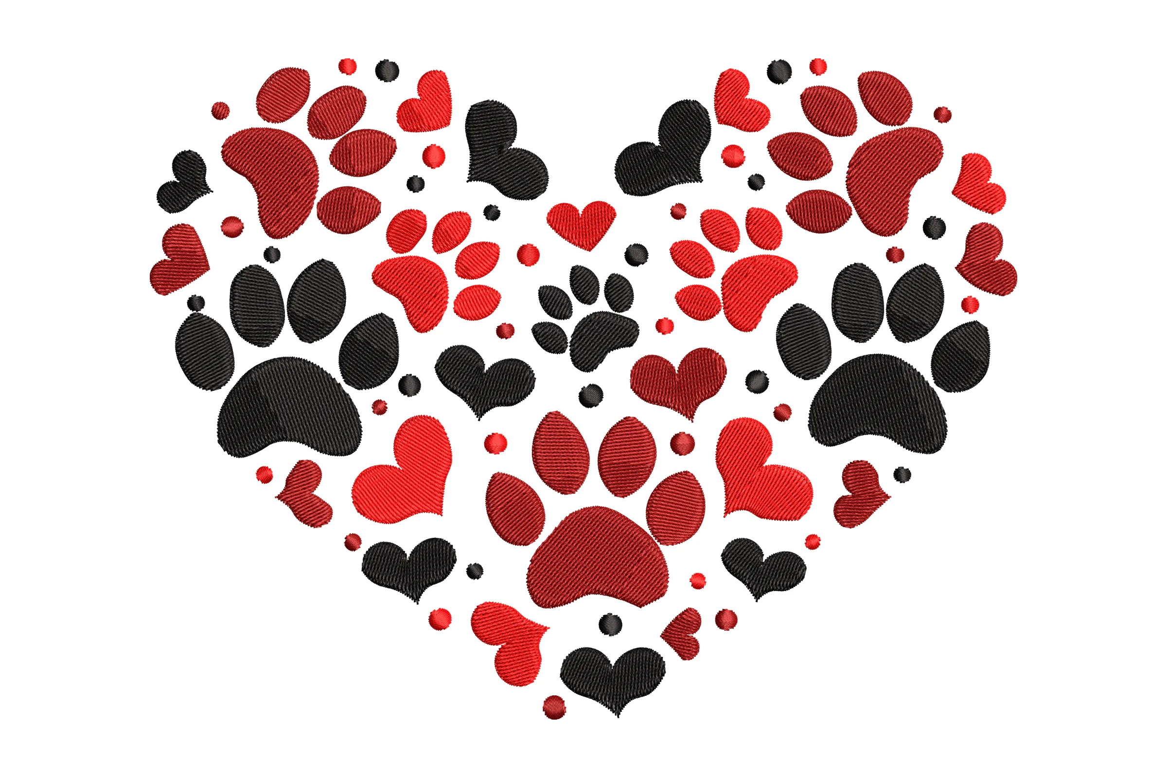 Paw Print Heart Embroidery Design