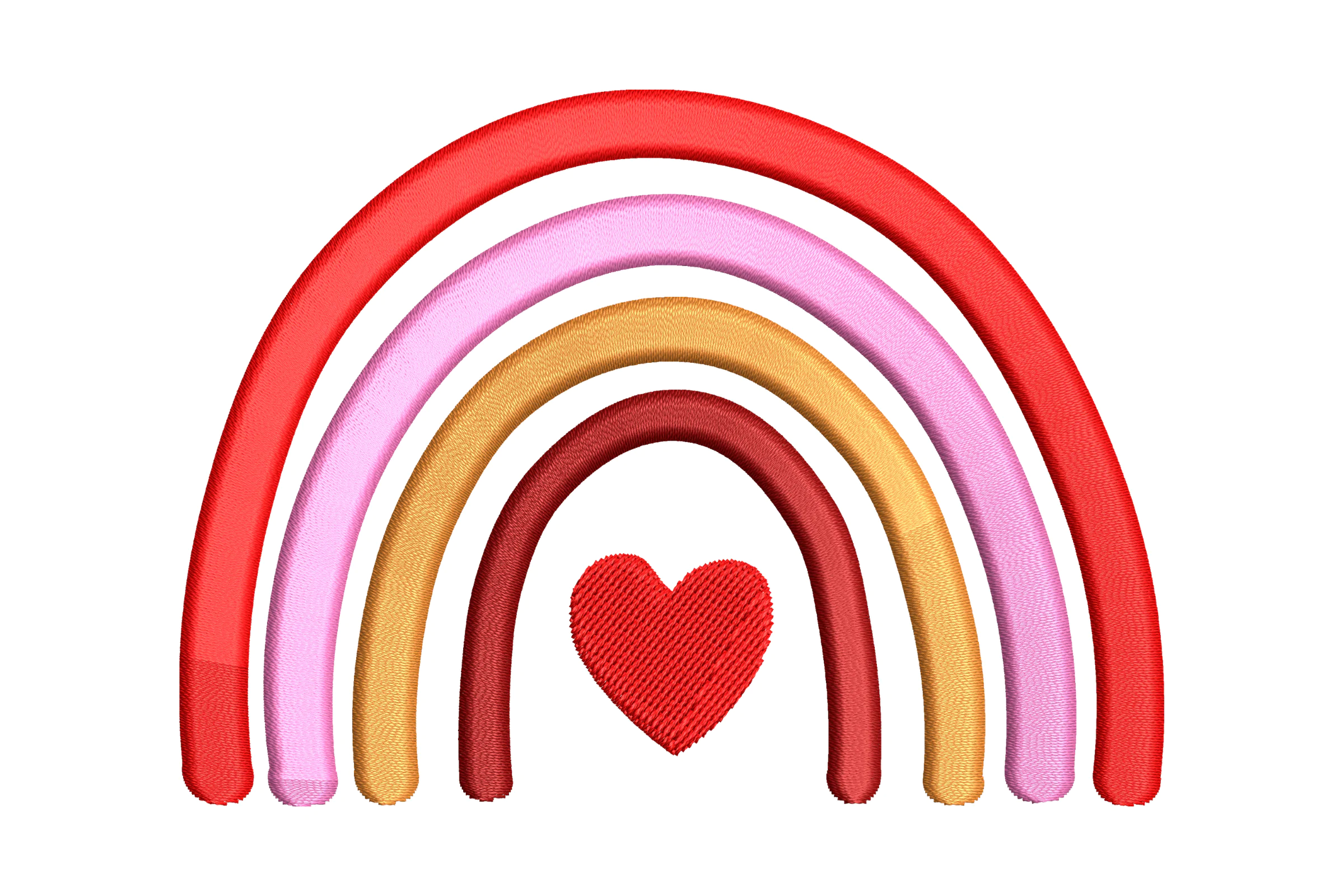 Rainbow Love Heart Embroidery Design