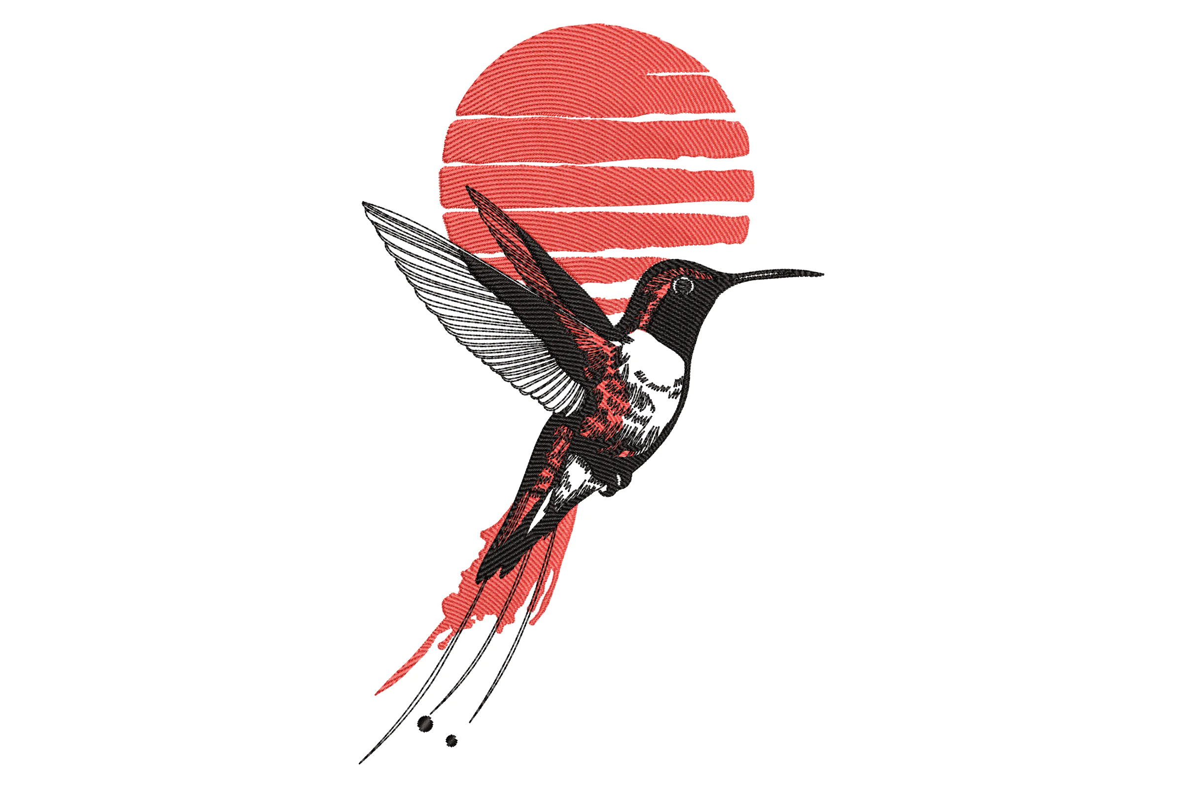 Hummingbird & Sun Embroidery Design