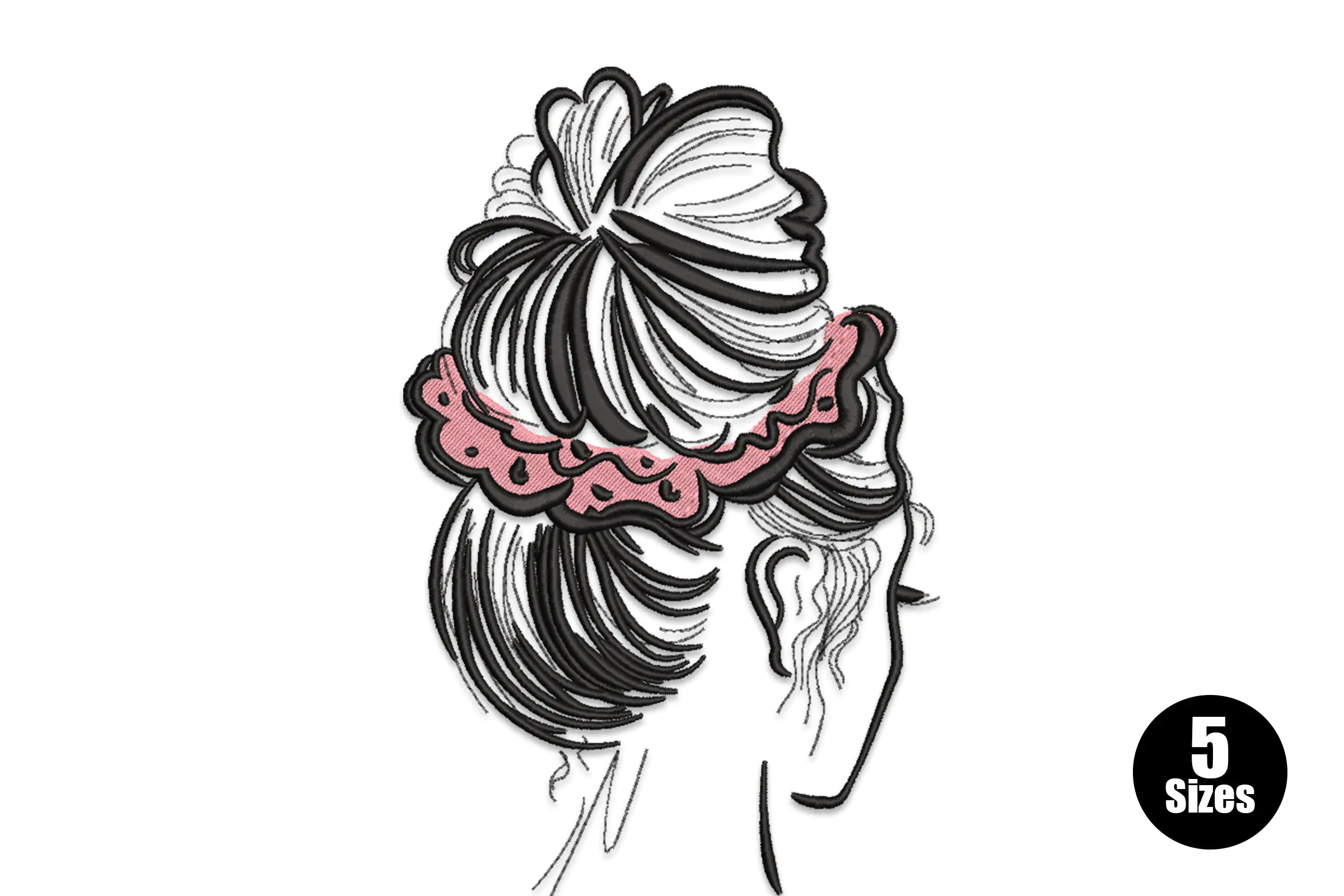 Woman's Hair Embroidery Design