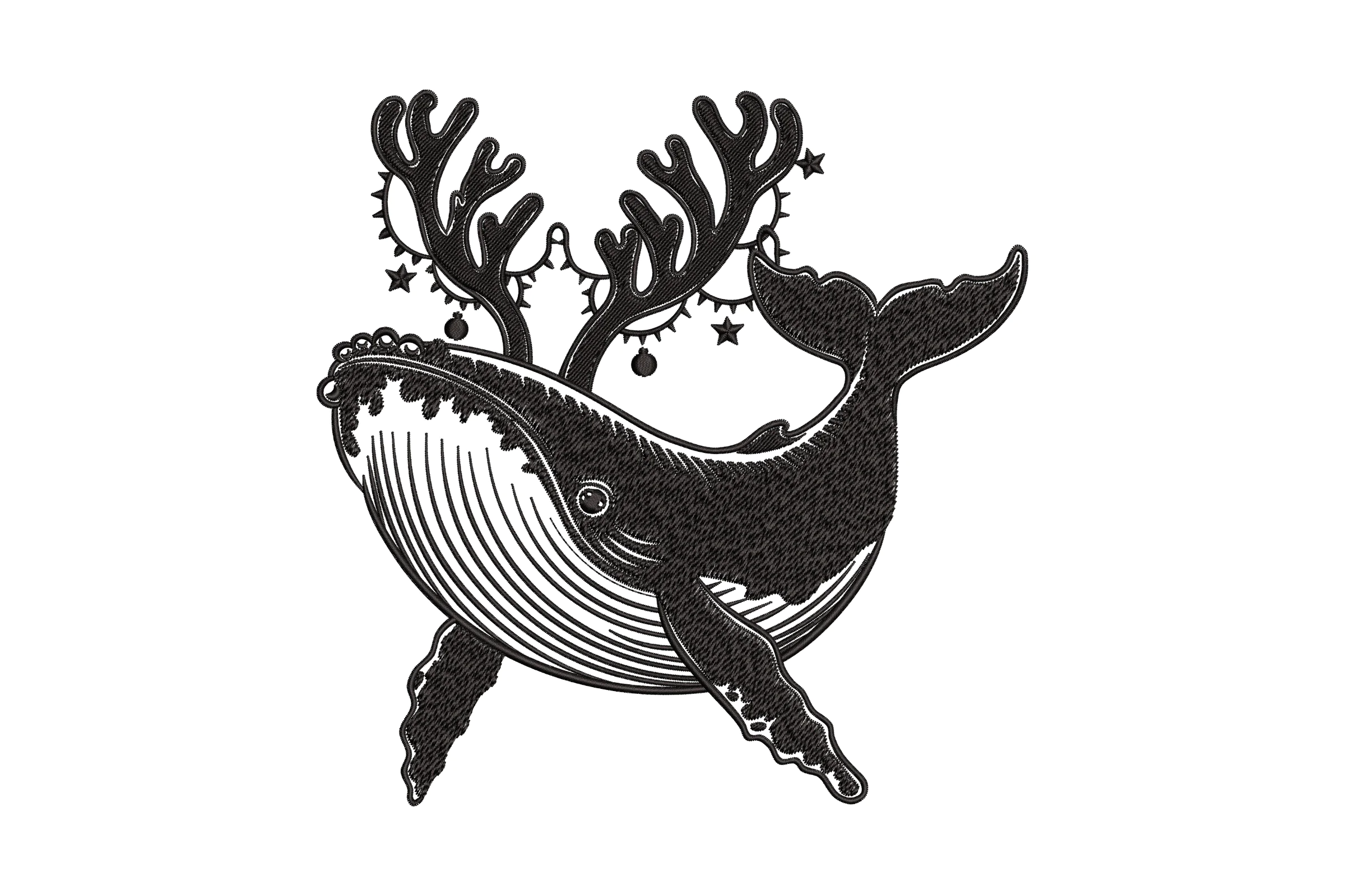 Whale Christmas Embroidery Design
