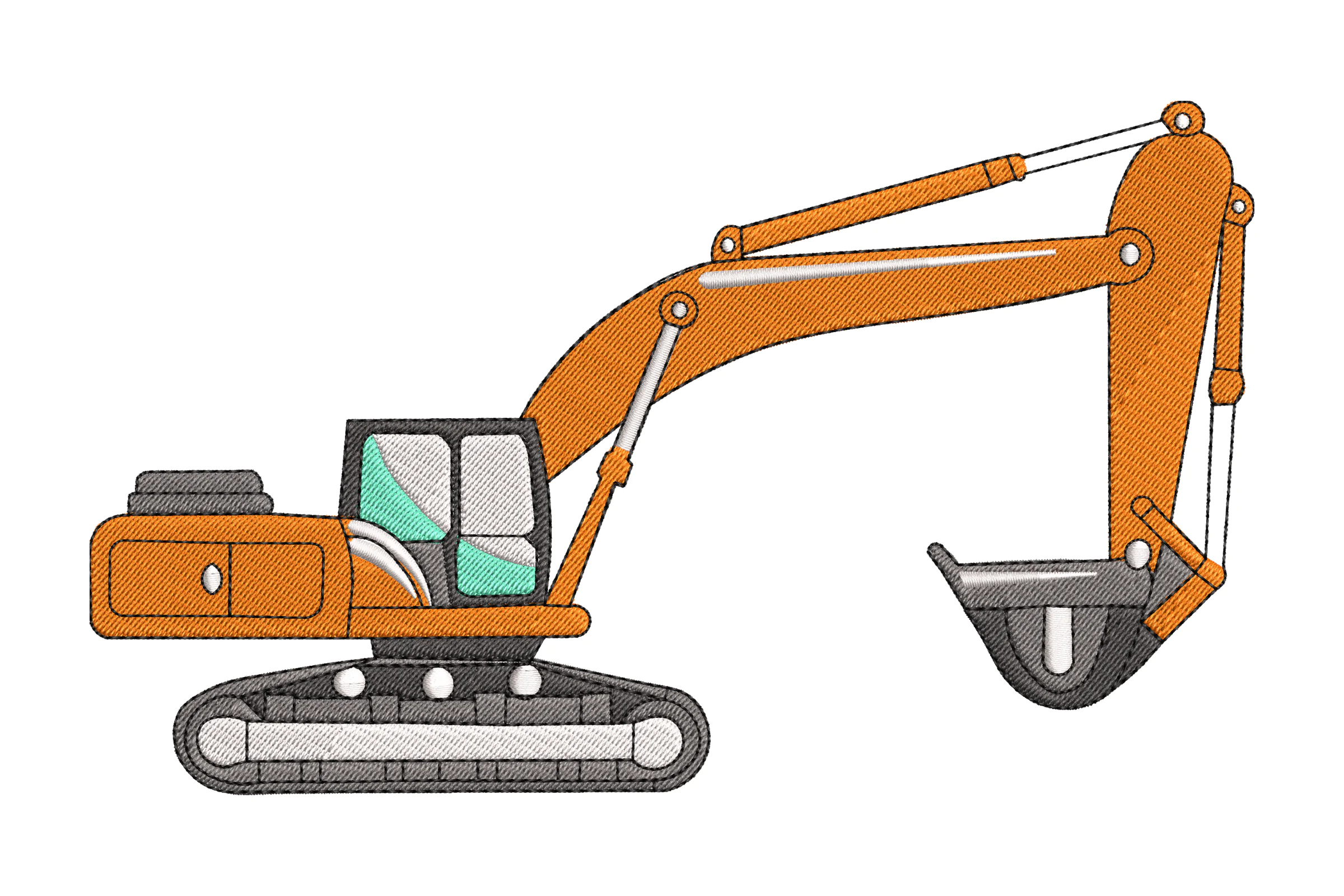 Excavator Construction Machine Embroidery Design