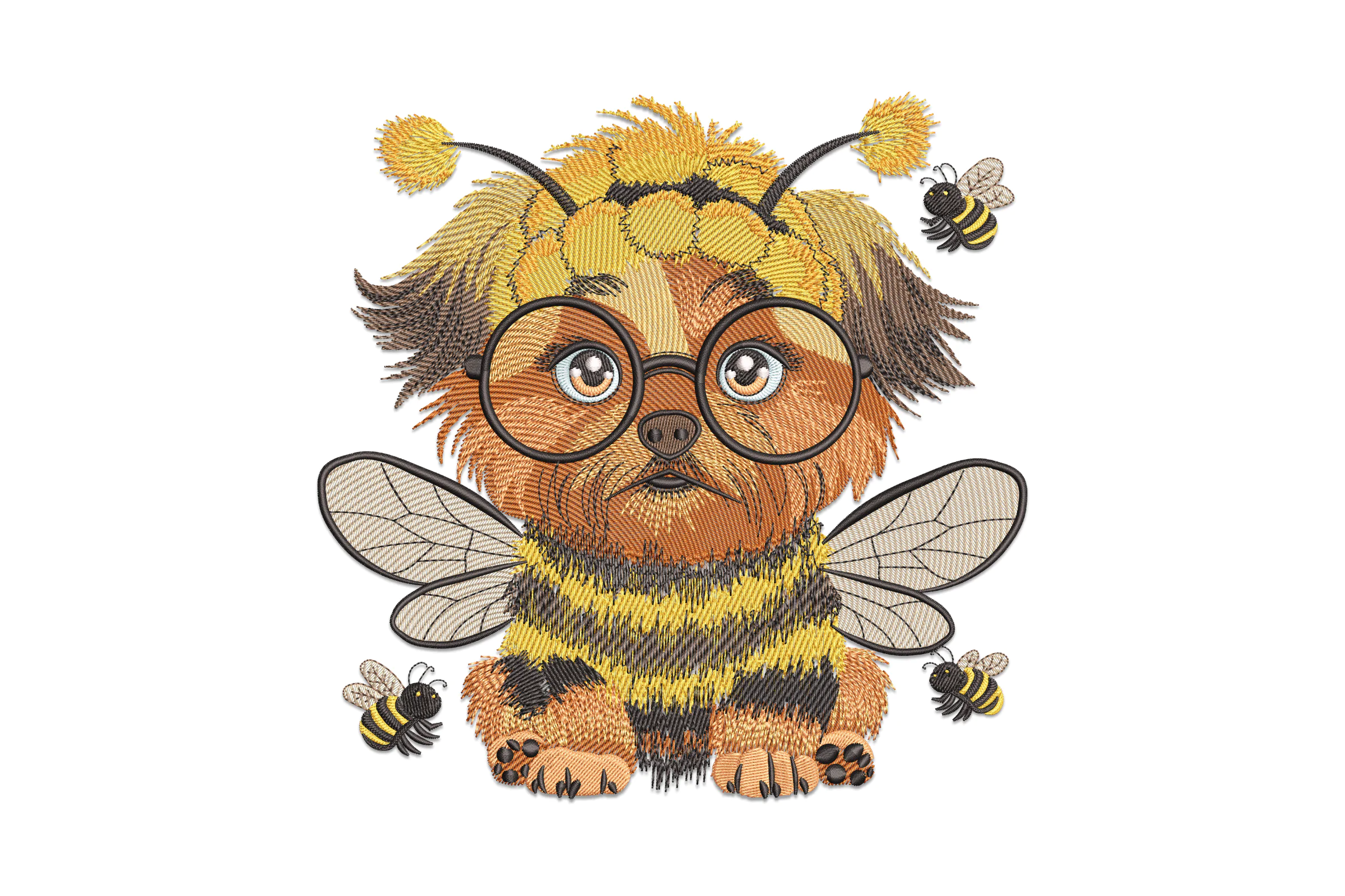 Bee Dog Embroidery Design