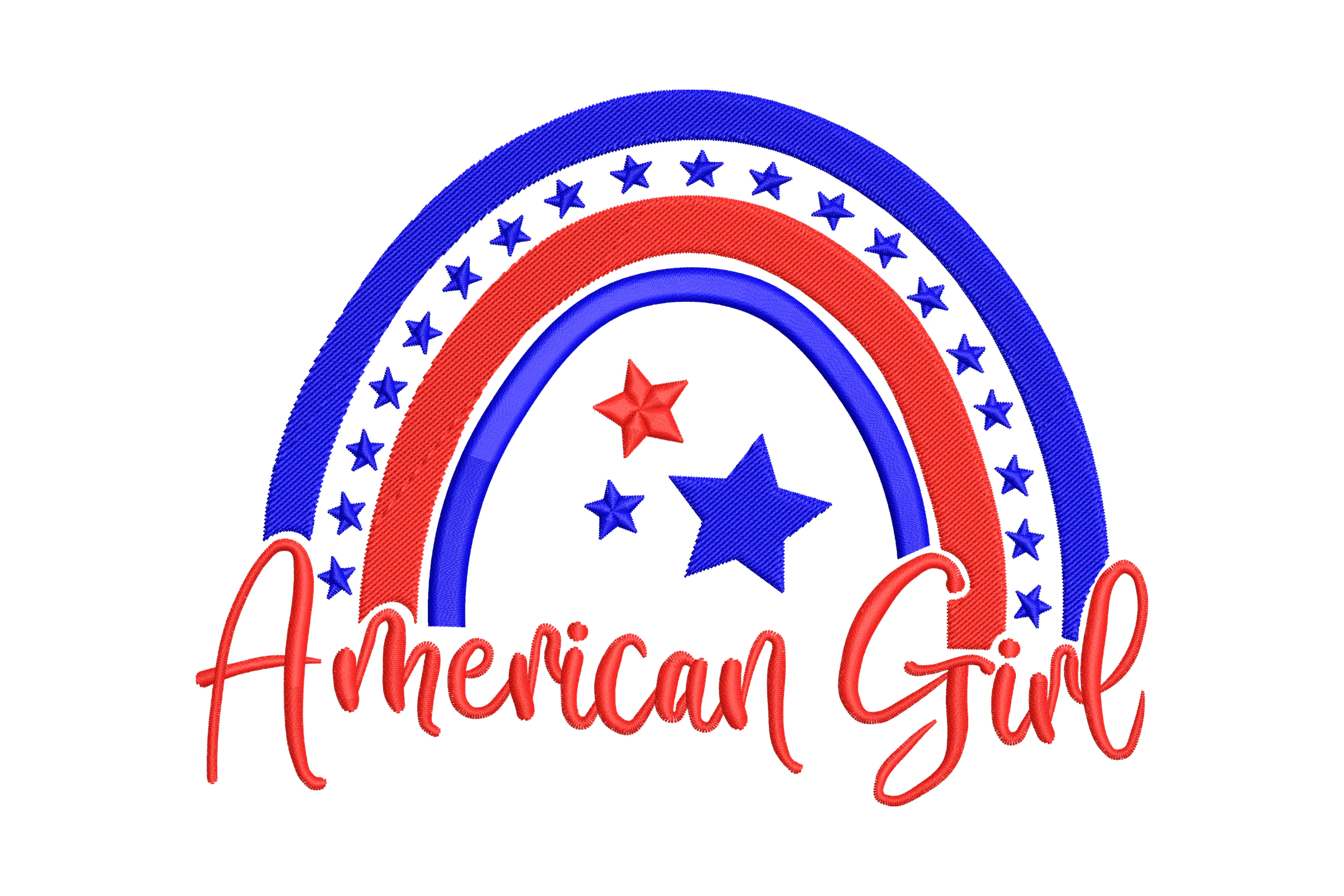 American Girl Patriotic Rainbow Embroidery Design