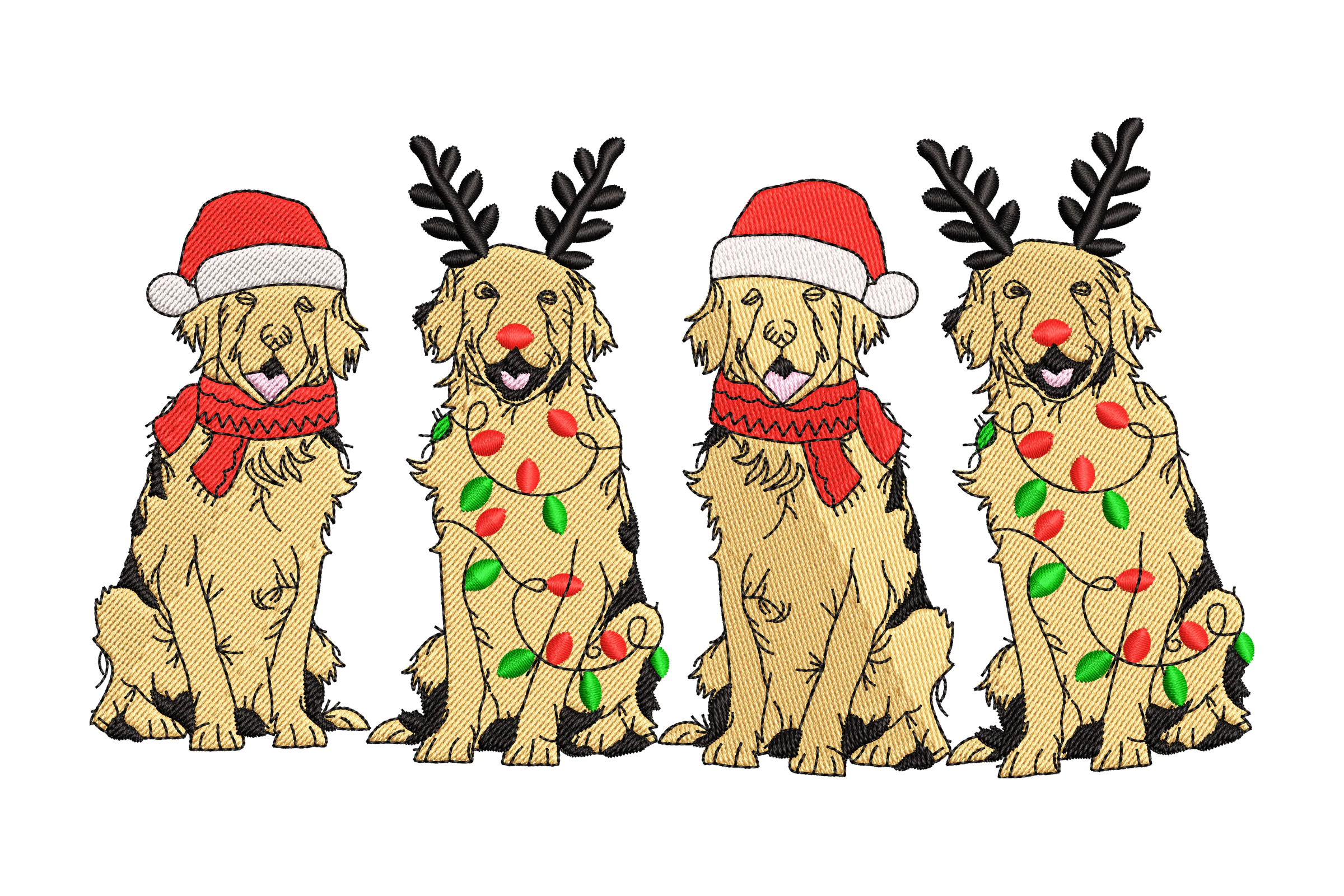 Christmas Golden Retrievers Embroidery Design