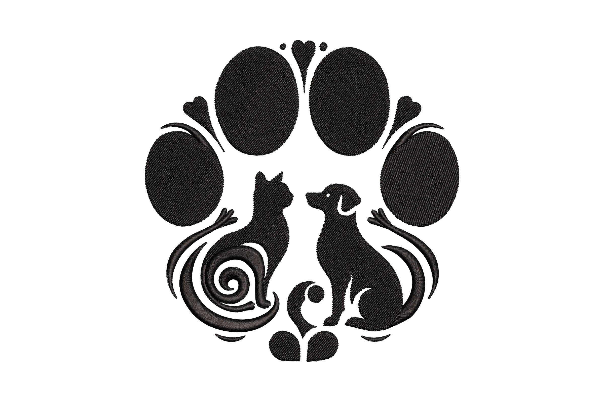 Cat and Dog Love Embroidery Design