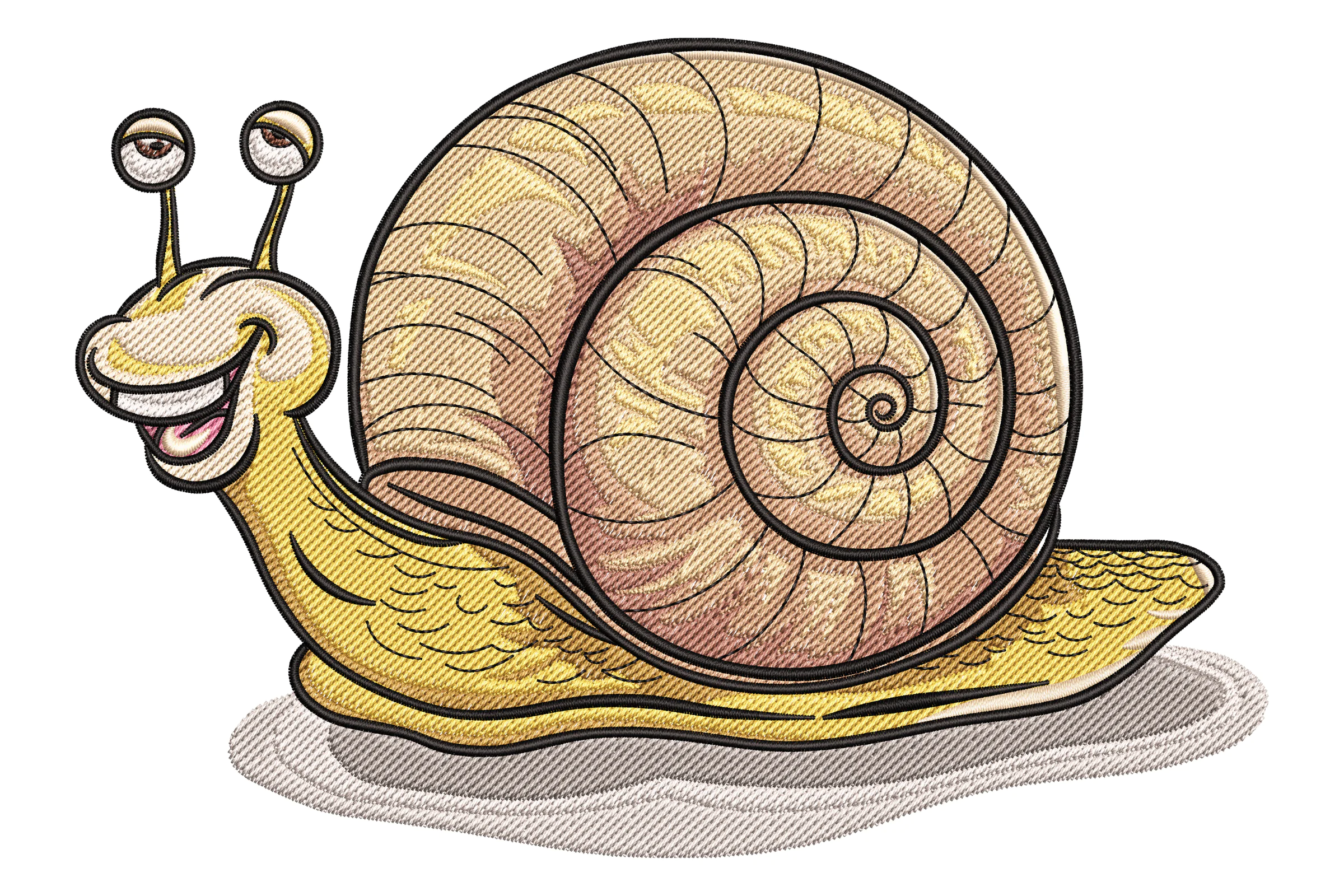 Cheerful Snail Embroidery Design