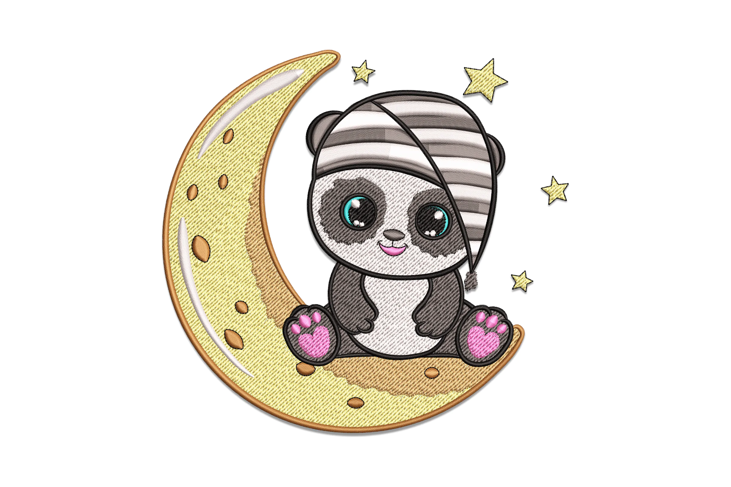 Adorable Panda on the Moon Embroidery Design