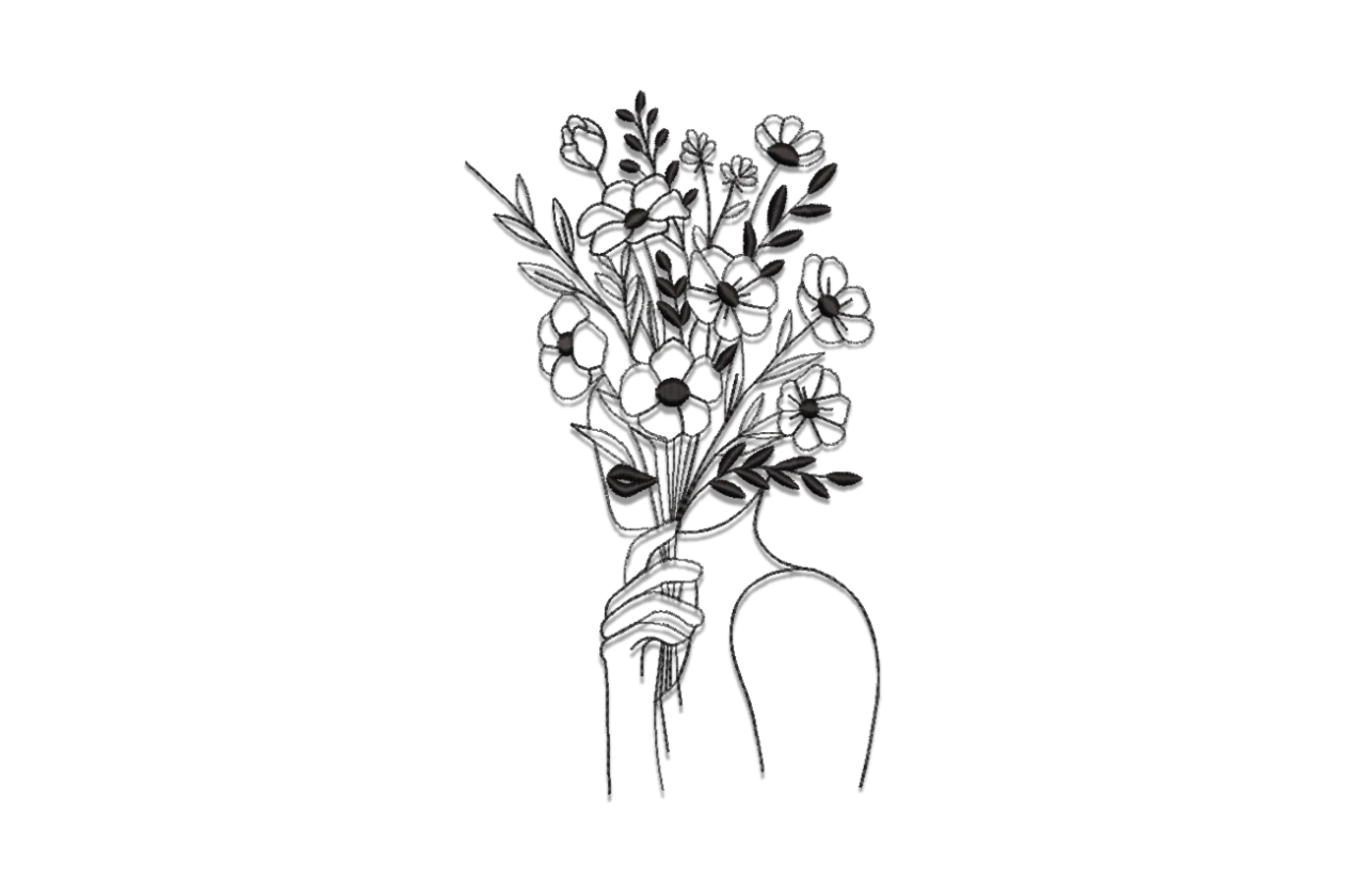 Woman with Flowers Digital Embroidery Design