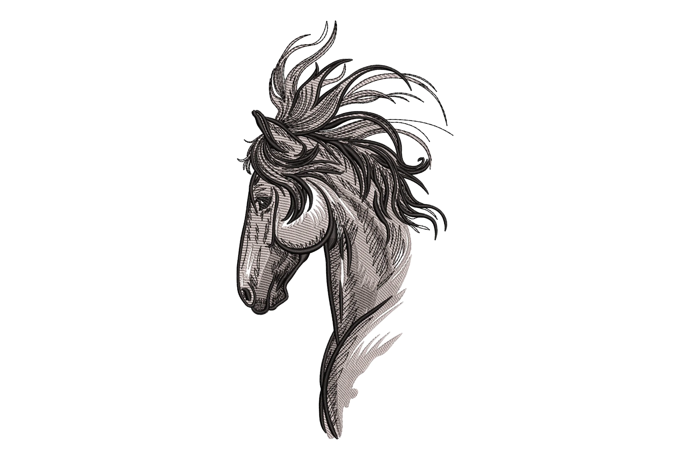 Elegant Horse Head Embroidery Design