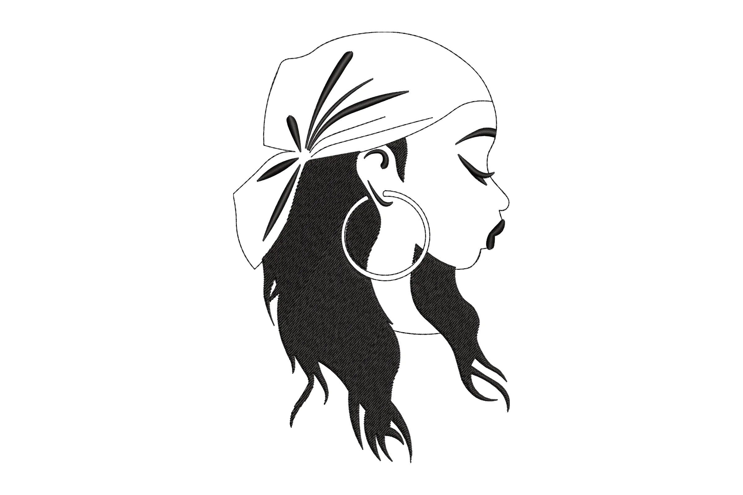 African Lady Embroidery Design