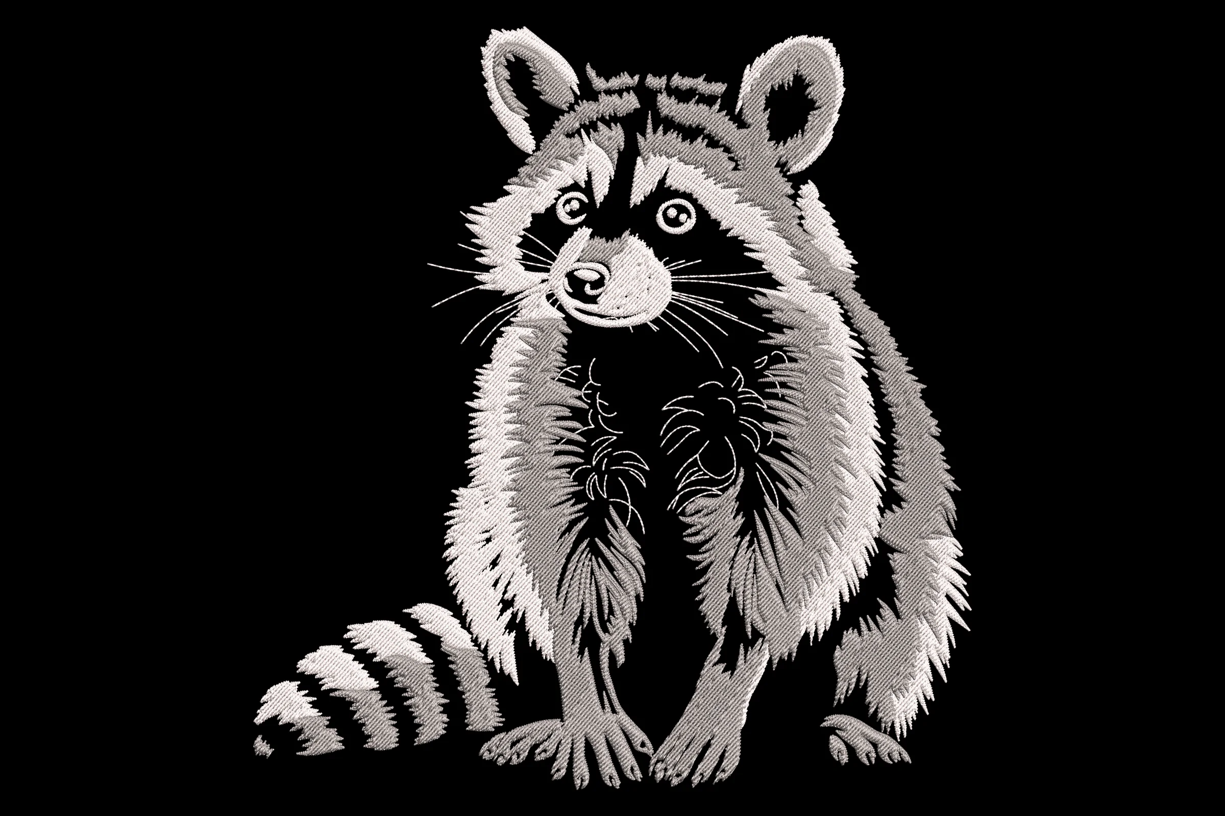 Raccoon Embroidery Design Pattern