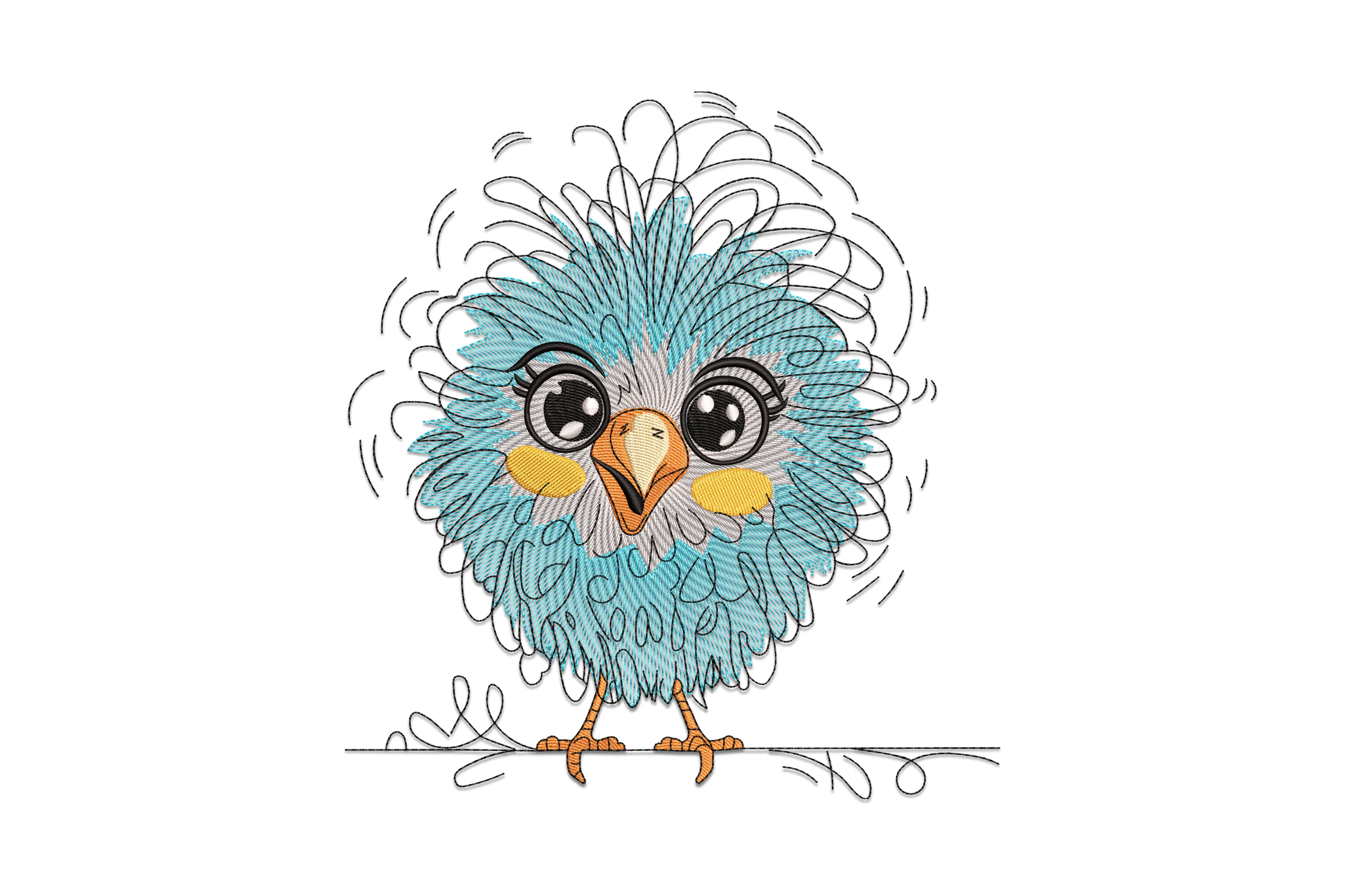Funny Crazy Chicken Embroidery Design Pattern