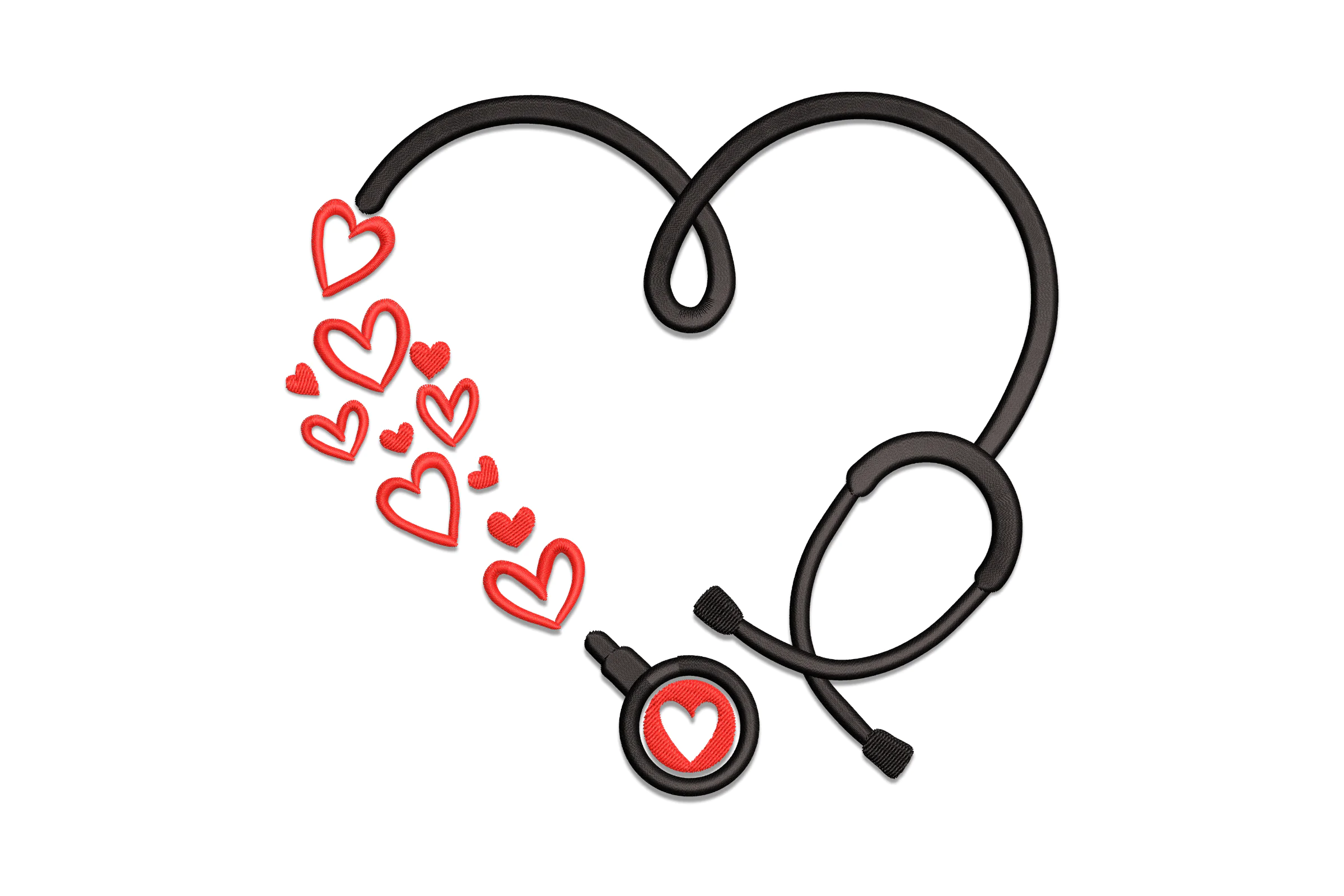 Heart Stethoscope Embroidery Design File