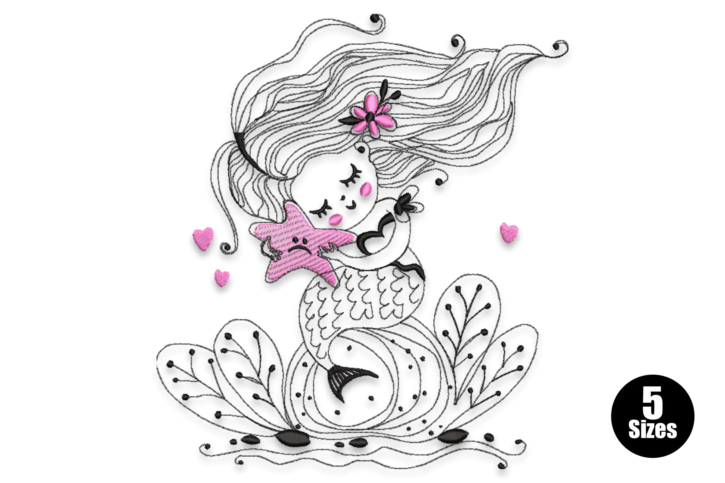 Mermaid Embroidery Design File