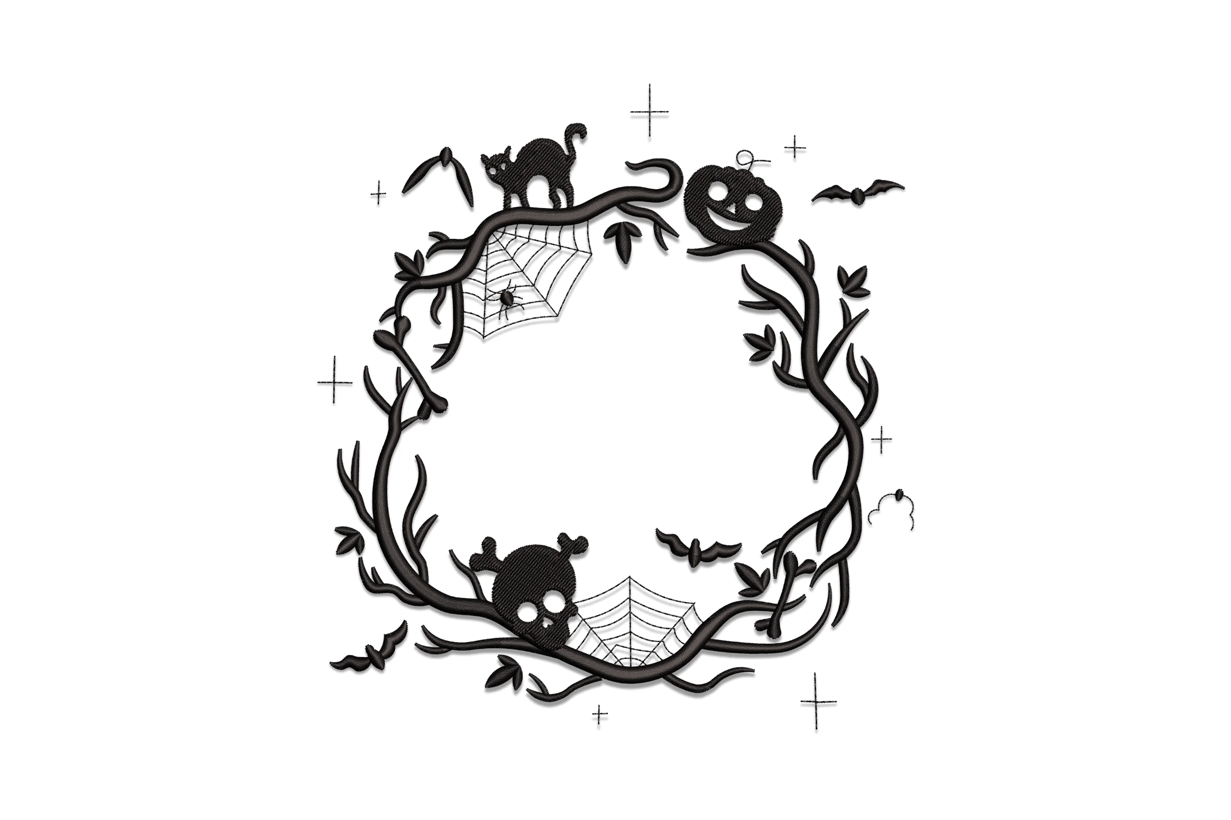 Spooky Halloween Wreath Embroidery Design