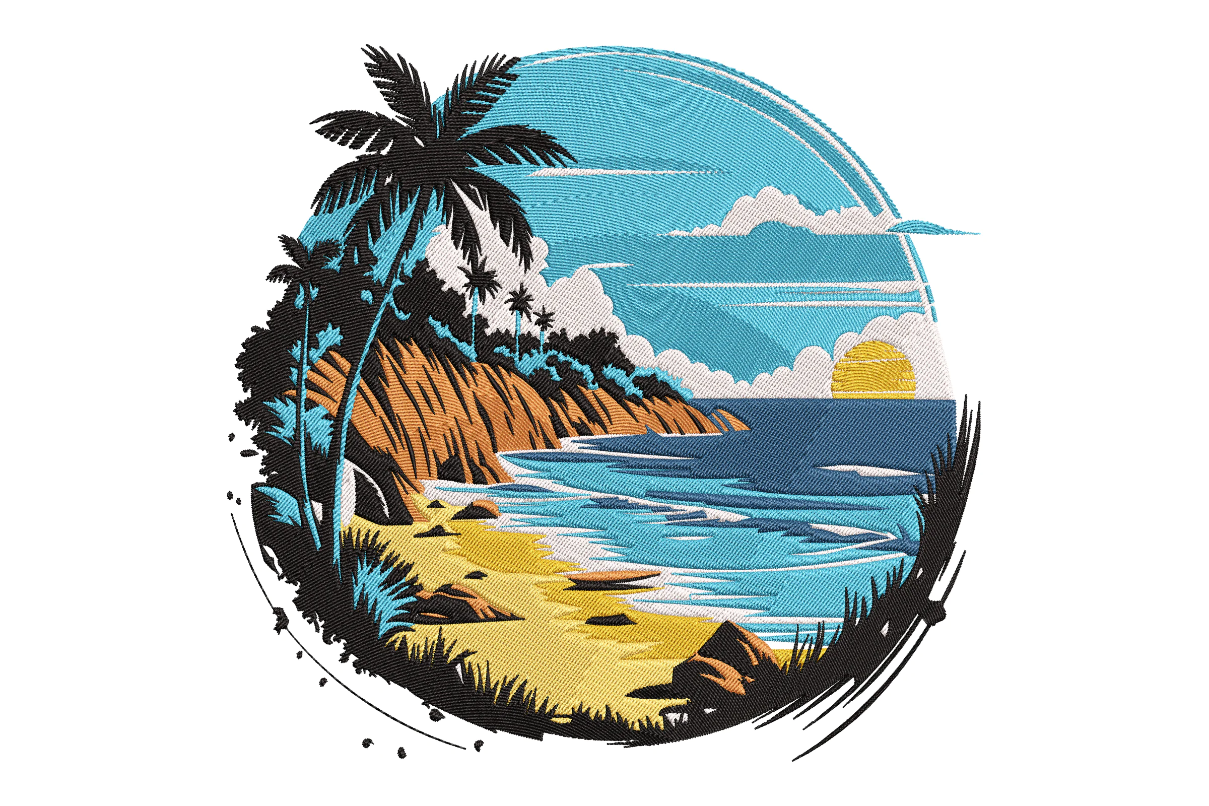 Beach Sunset Embroidery Design
