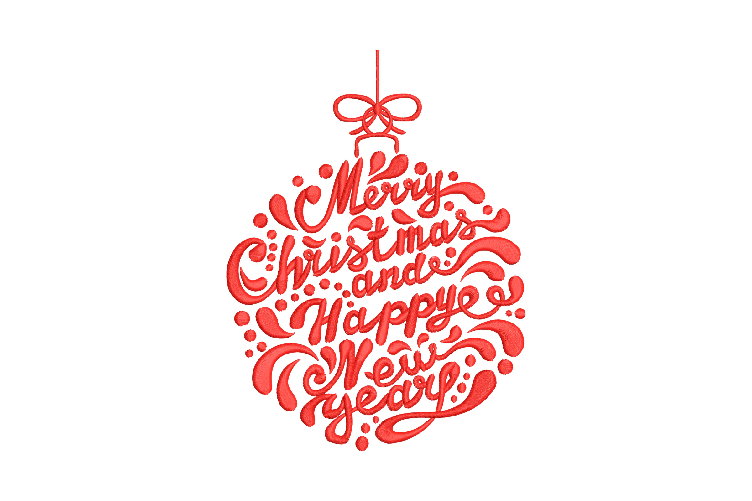 Merry Christmas & Happy New Year Embroidery Design