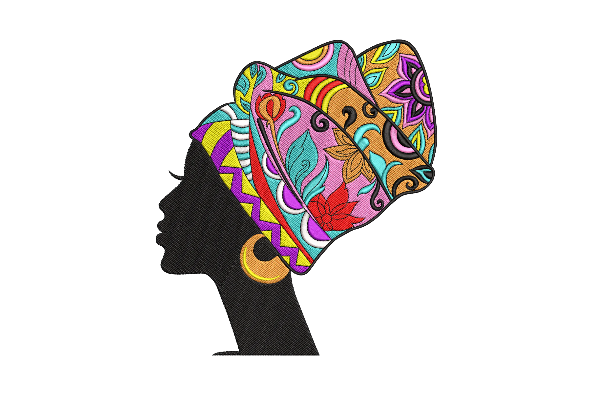 Afro Woman Embroidery Design  File