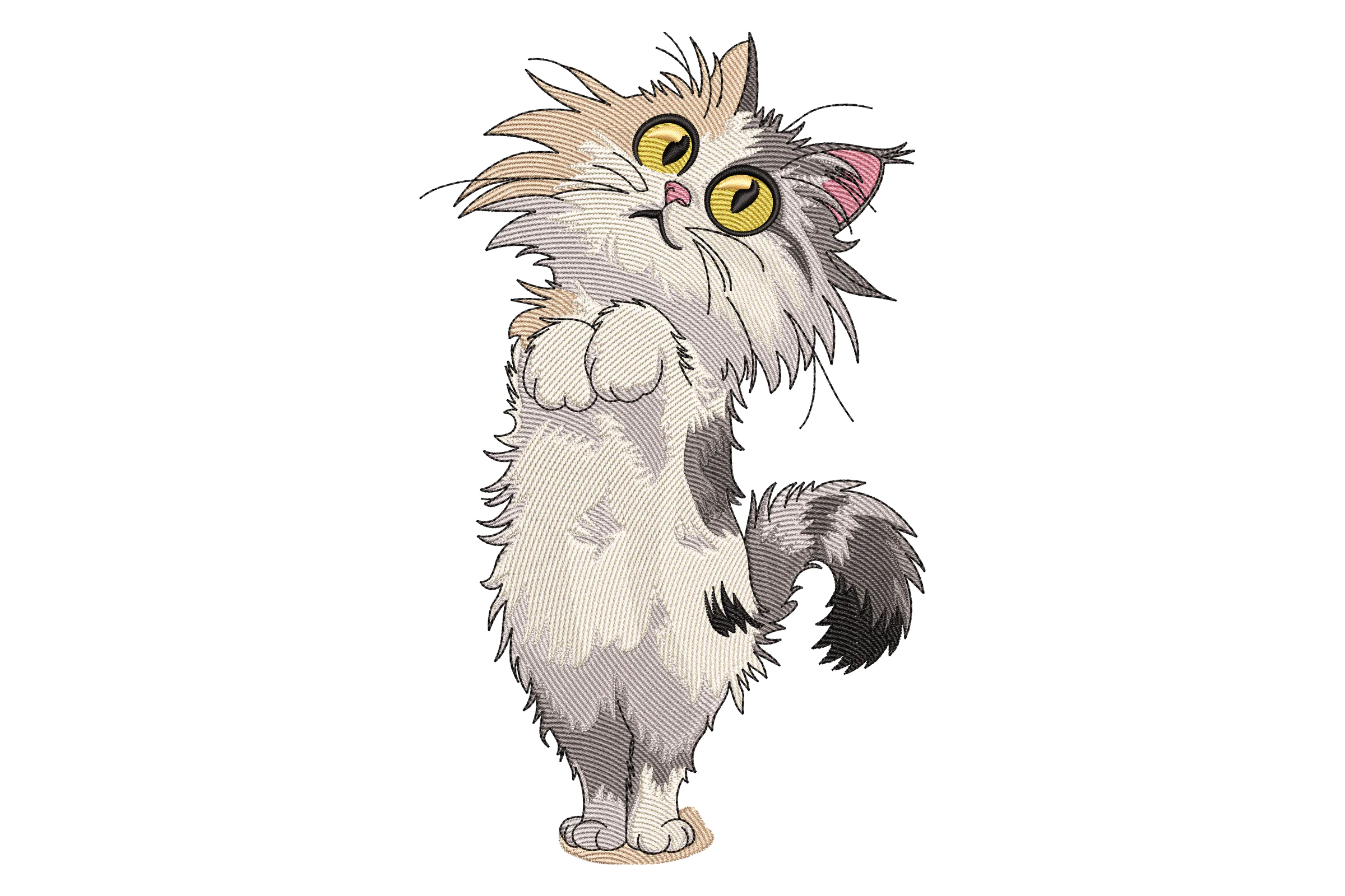 Playful Cat Embroidery Design