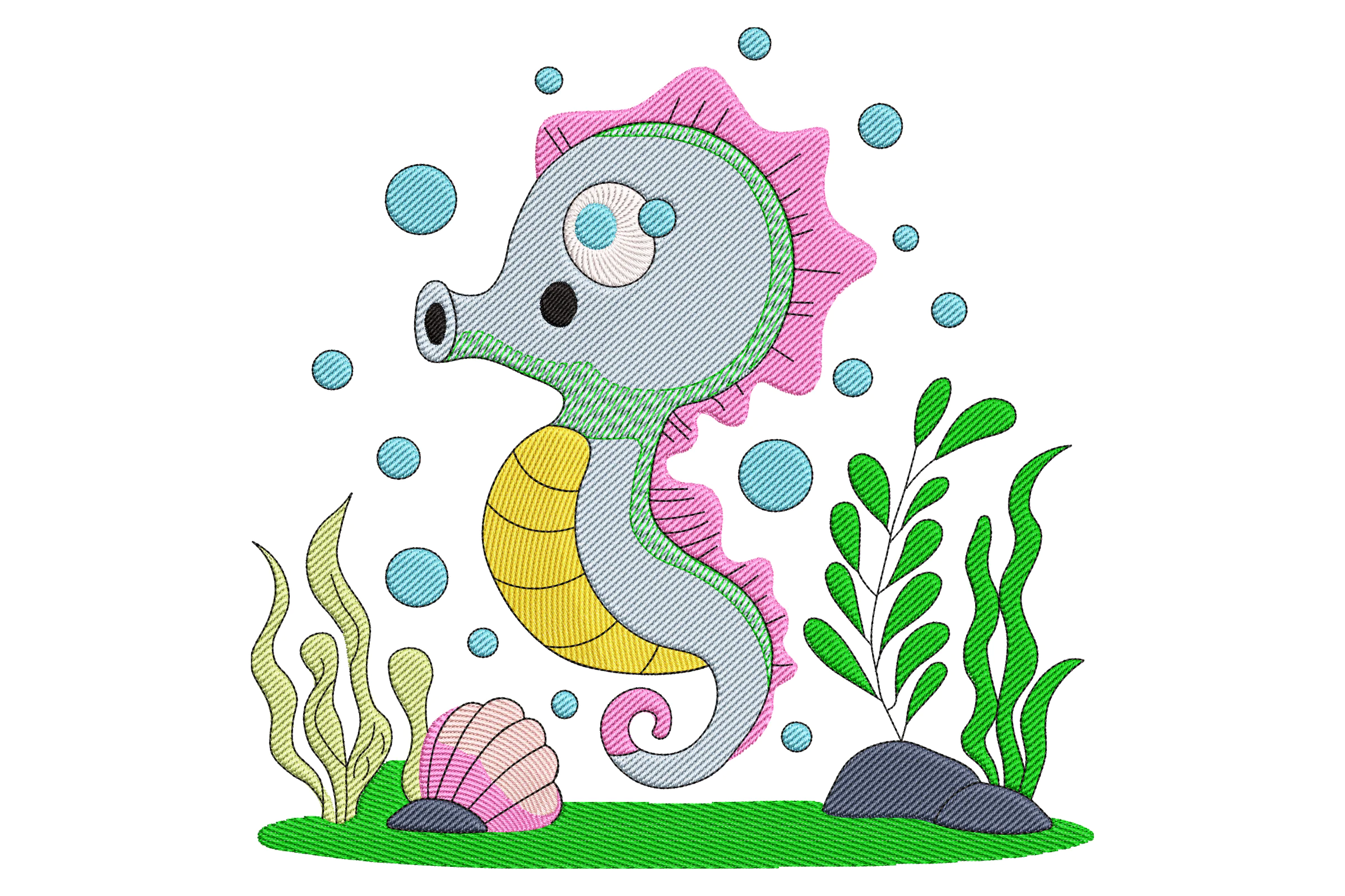 Cute Seahorse Embroidery Design
