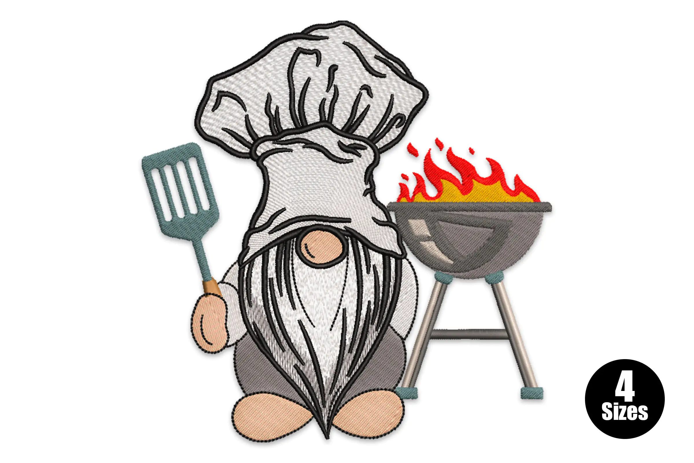 Barbecue Gnome Embroidery Design