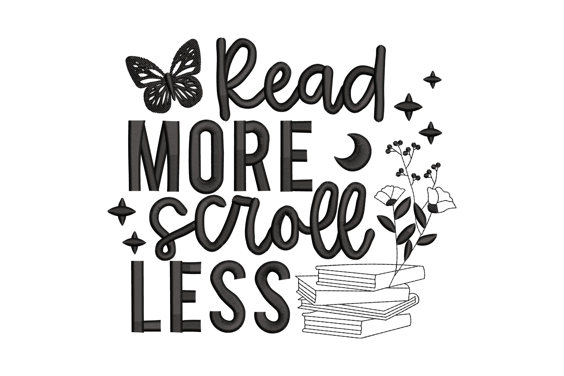 Book Lover Embroidery Design
