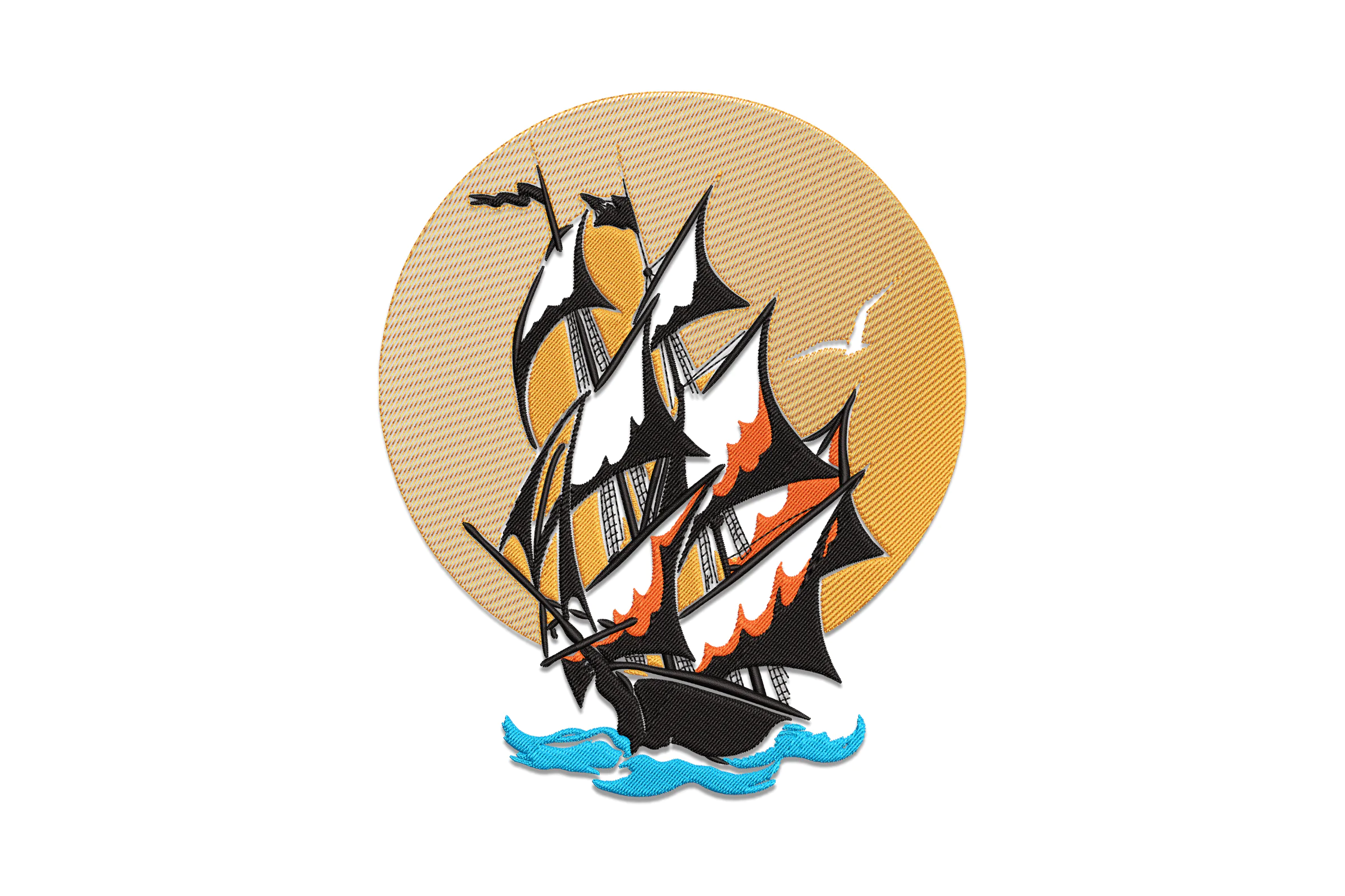 Sail Ship Embroidery Design