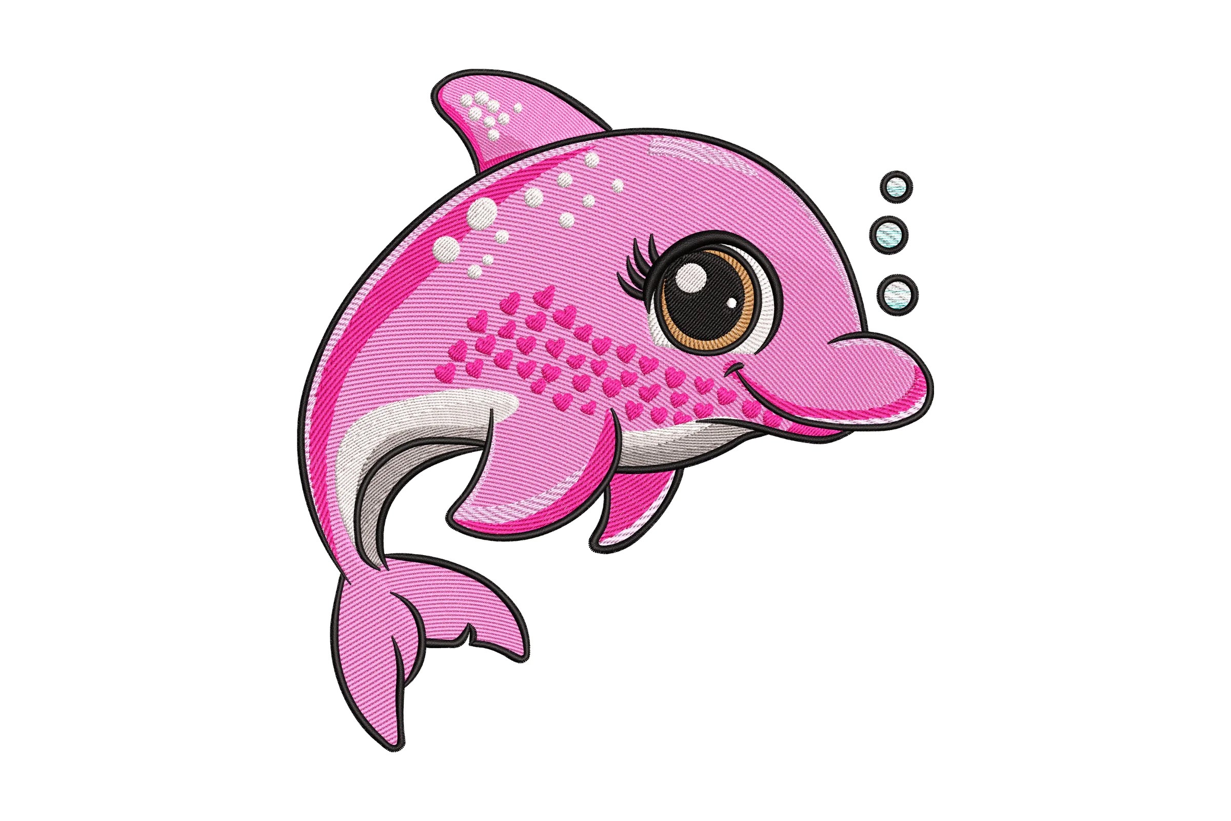 Baby Pink Dolphin Embroidery Design
