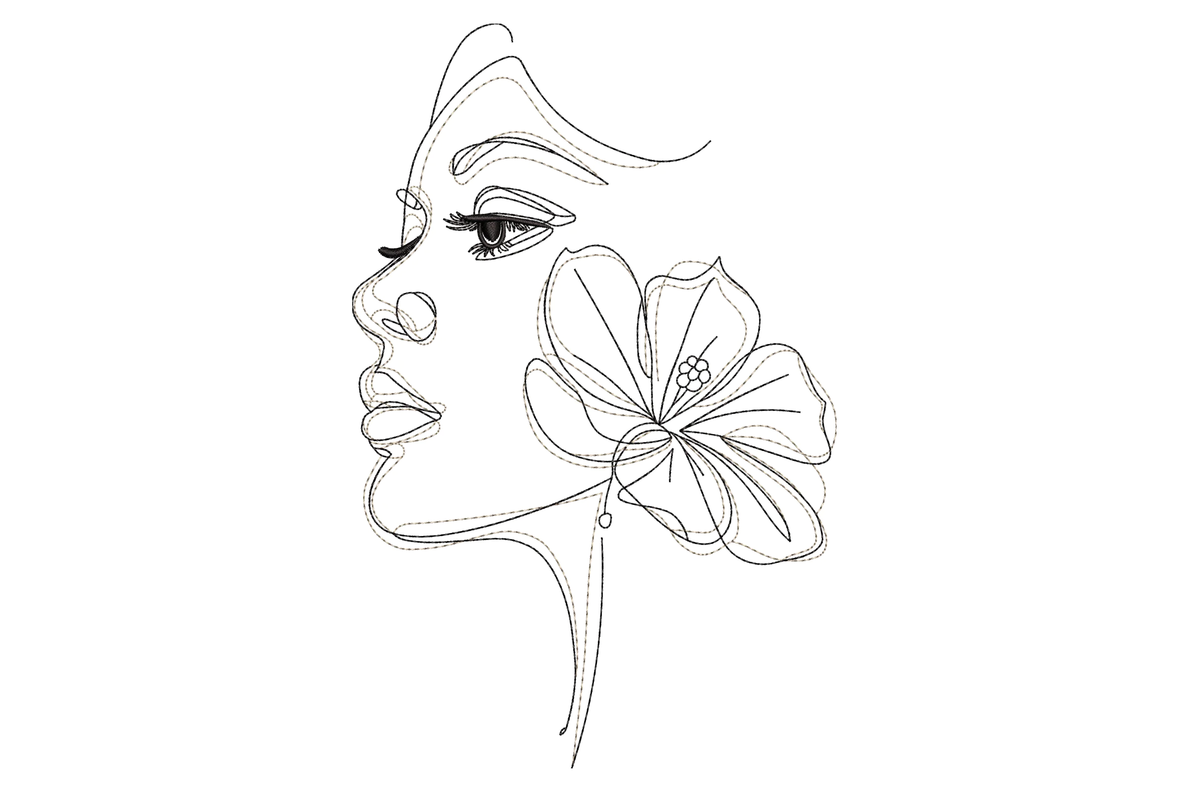 One-Line Face Embroidery Design