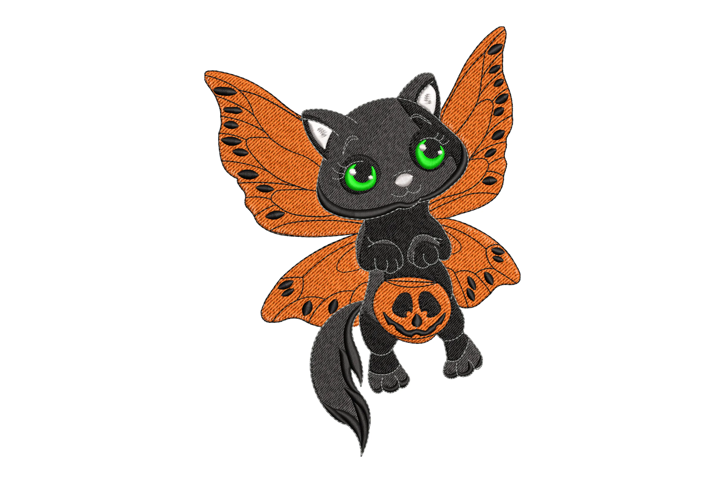 Cute Black Cat Embroidery Design
