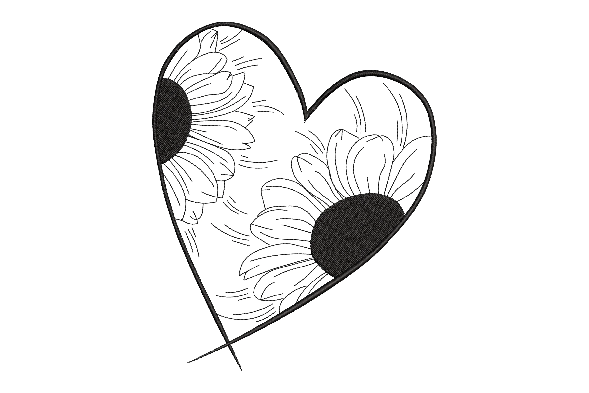 Sunflower Heart Embroidery Design