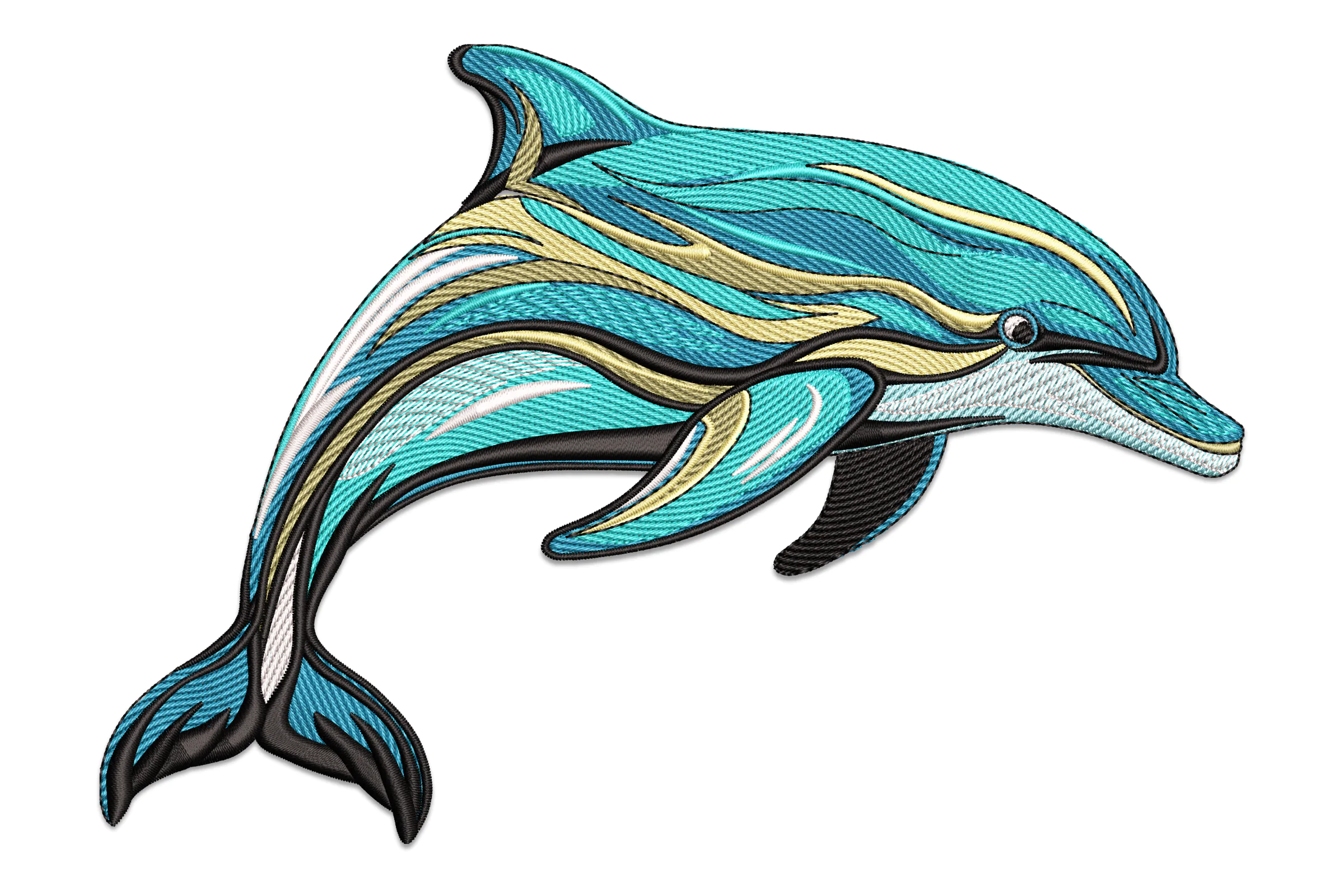 Dolphin Leaping From Water Embroidery Design